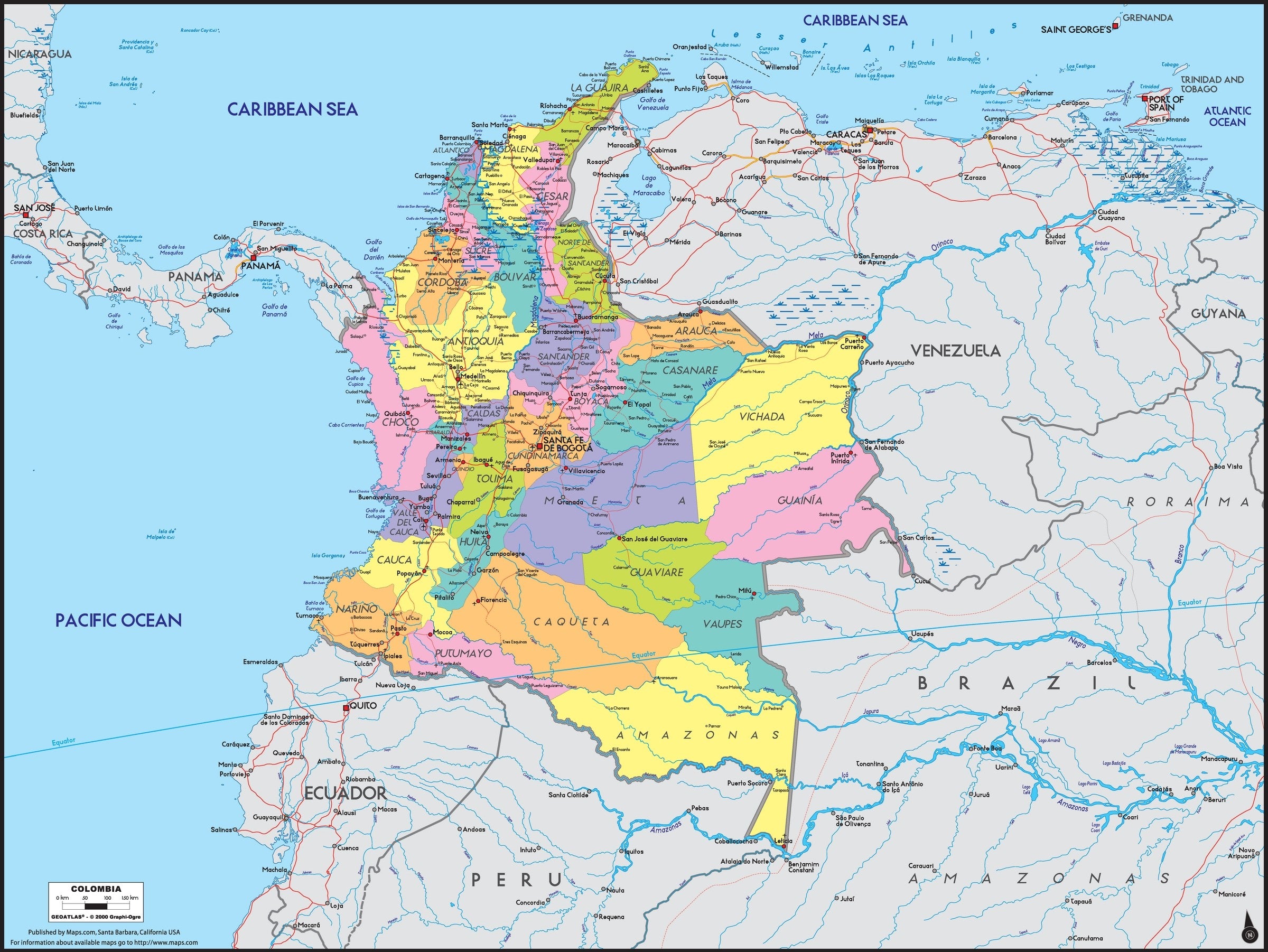 Colombia Political Wall Map By Maps Of World Images And Photos Finder   Graphi Ogre Colombia Political Wall Map 2400x 