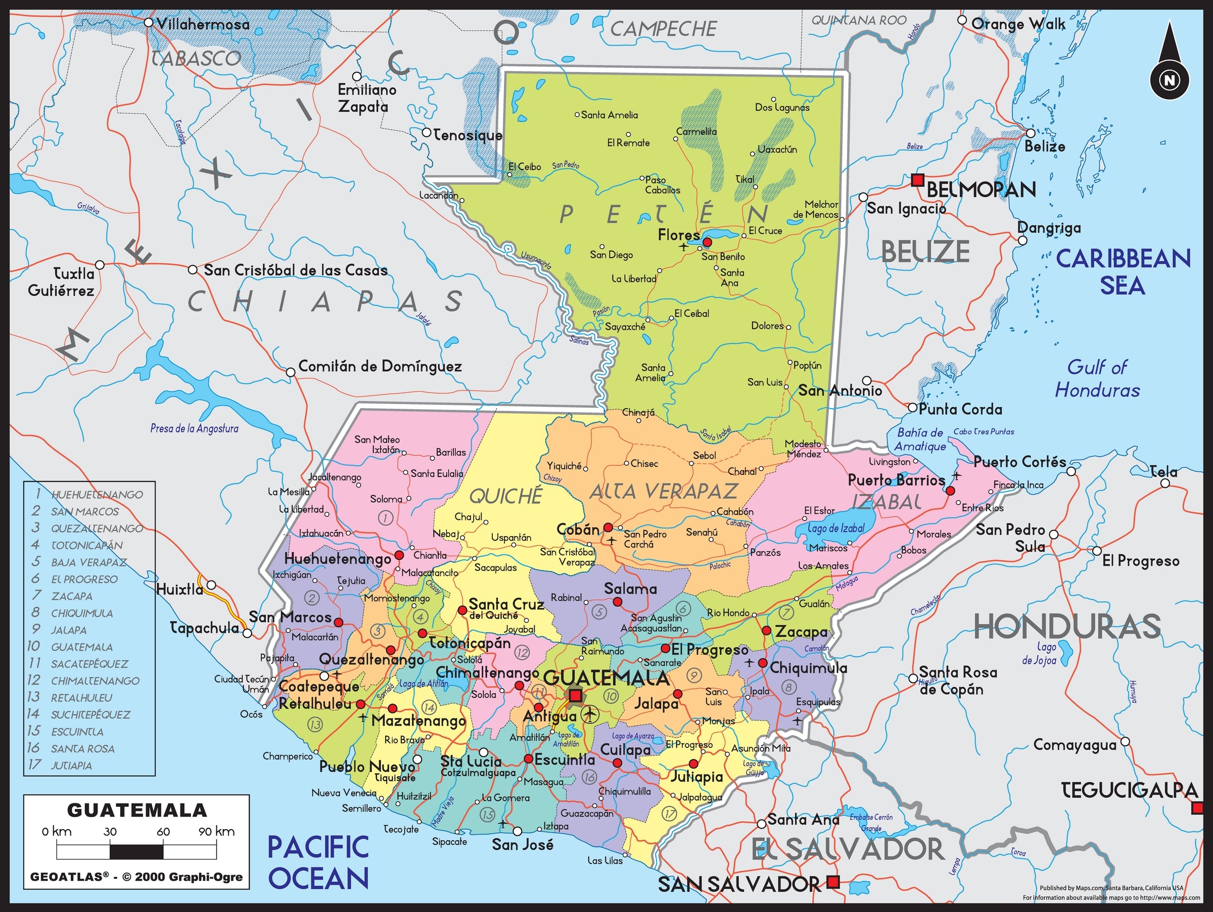 Political Map Of Guatemala