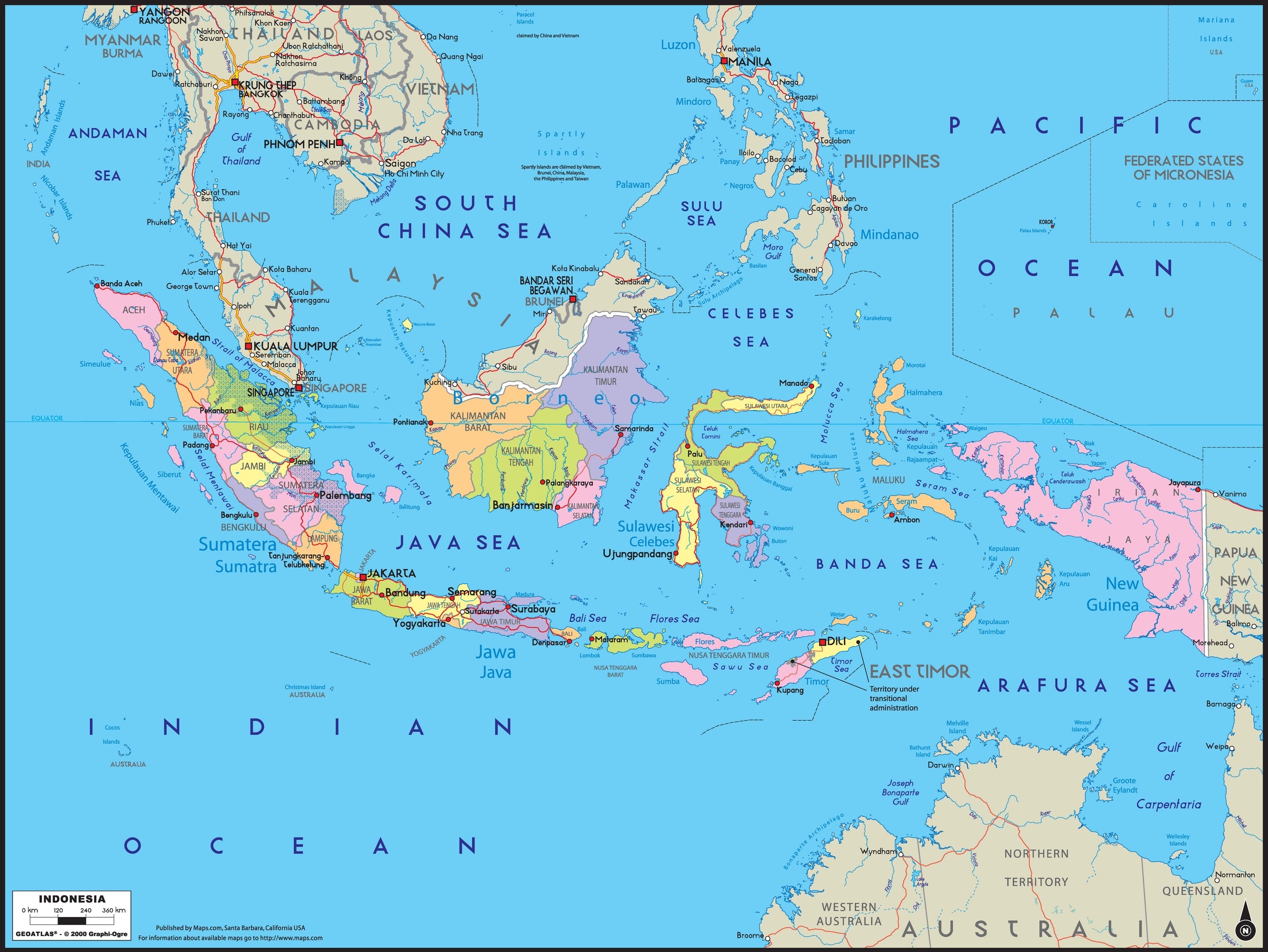  Indonesia  Political Wall Map  Maps  com