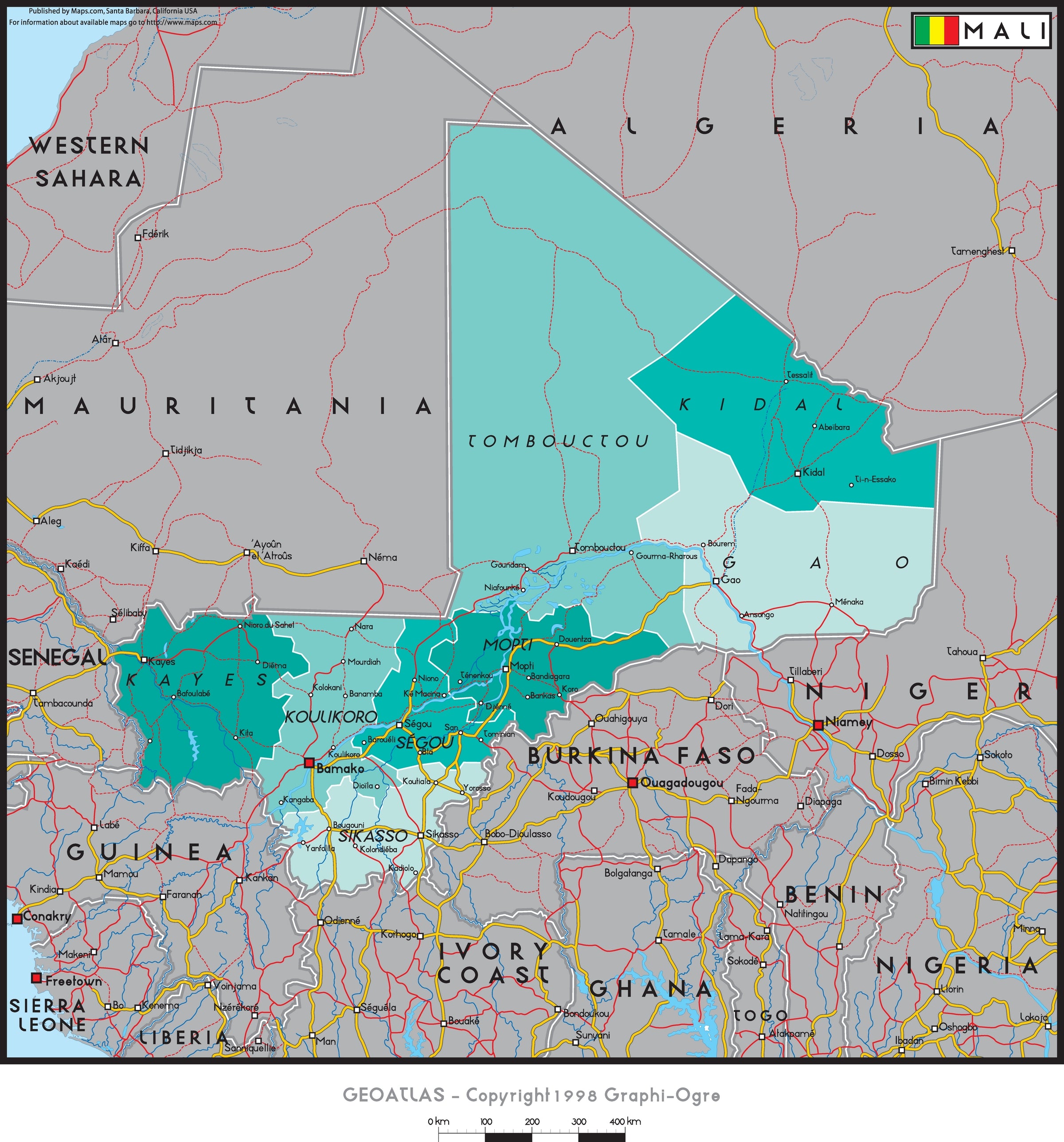 Mali Political Wall Map