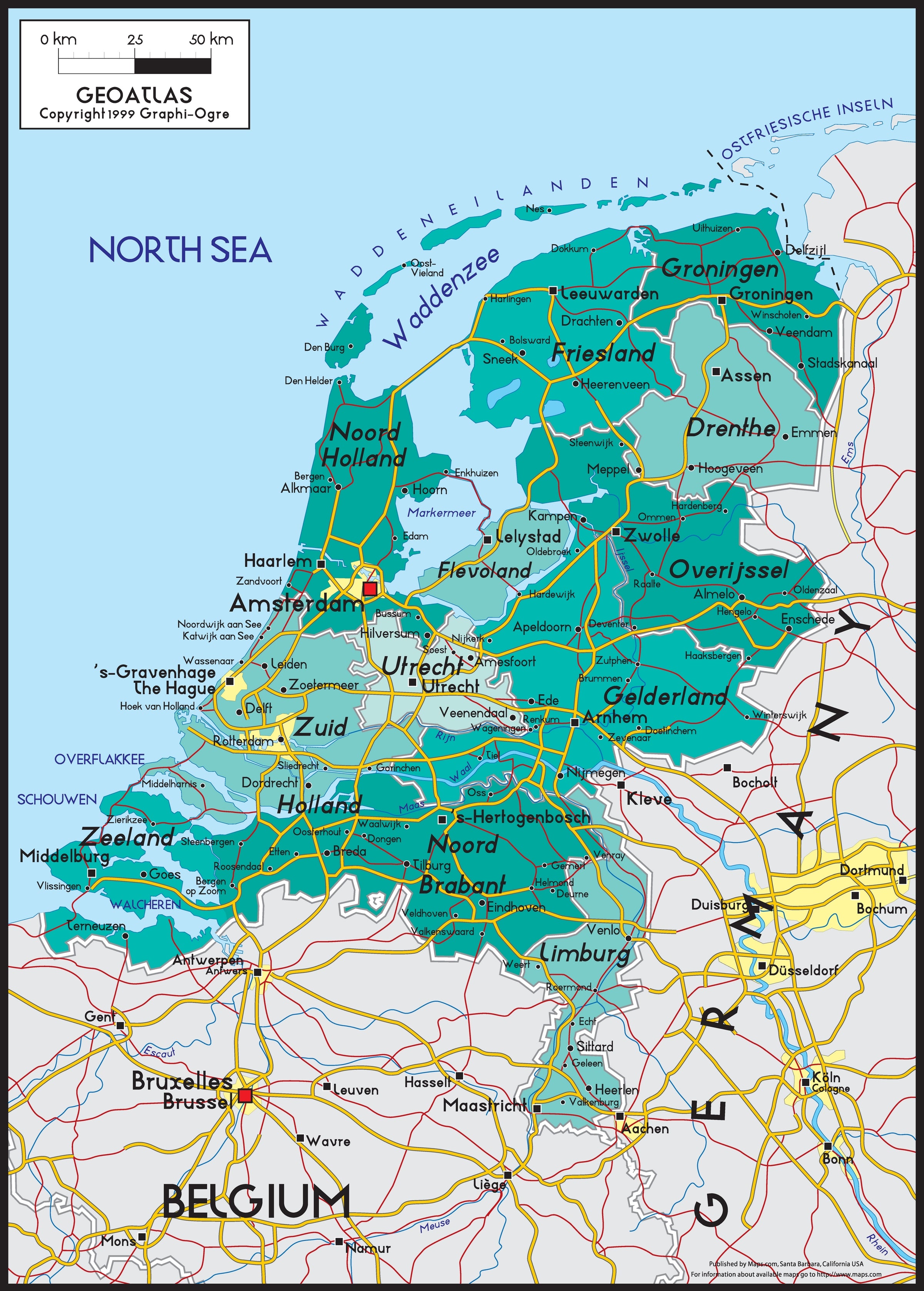 Netherlands Political Wall Map | Maps.com.com