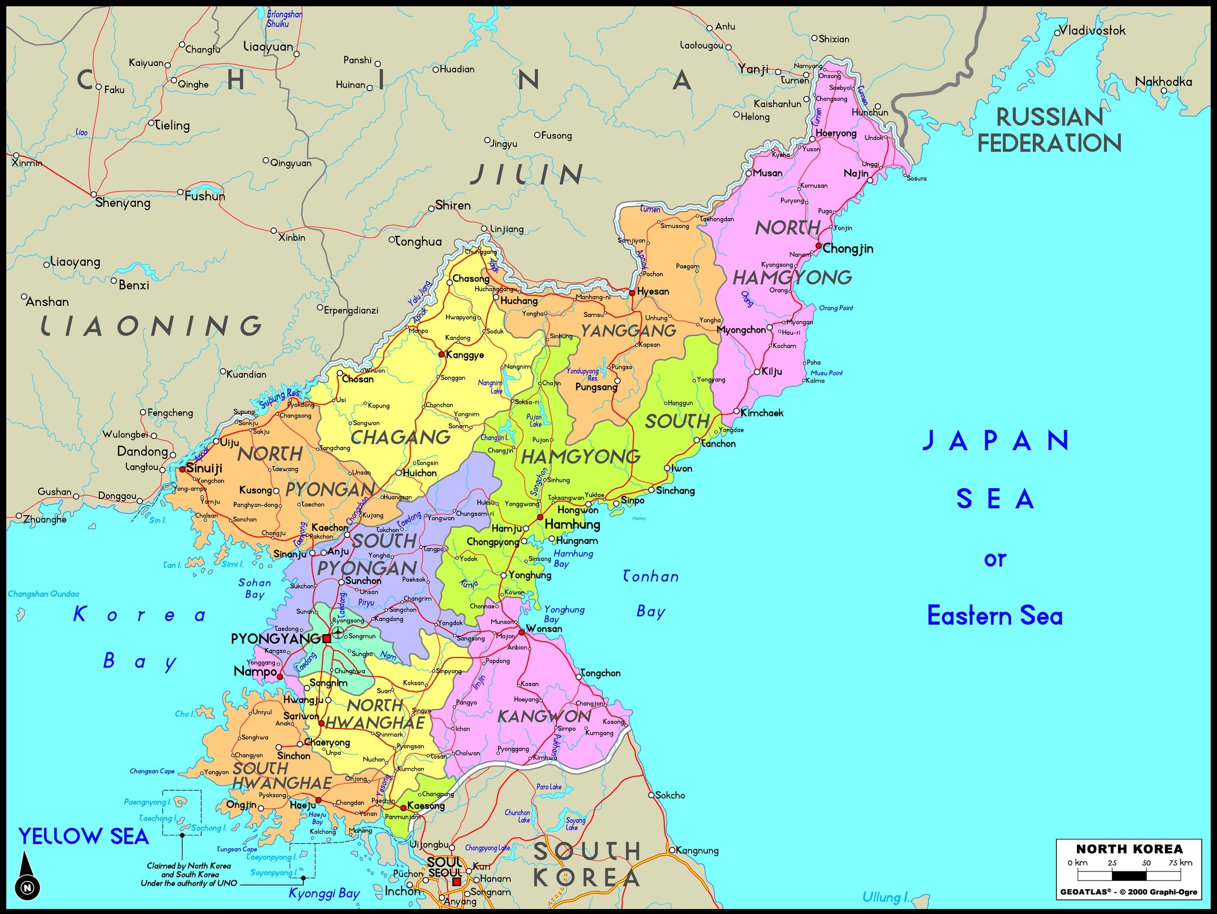 North Korea Political Wall Map | Maps.com.com