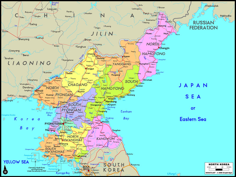  North  Korea  Political Wall  Map  Maps  com com