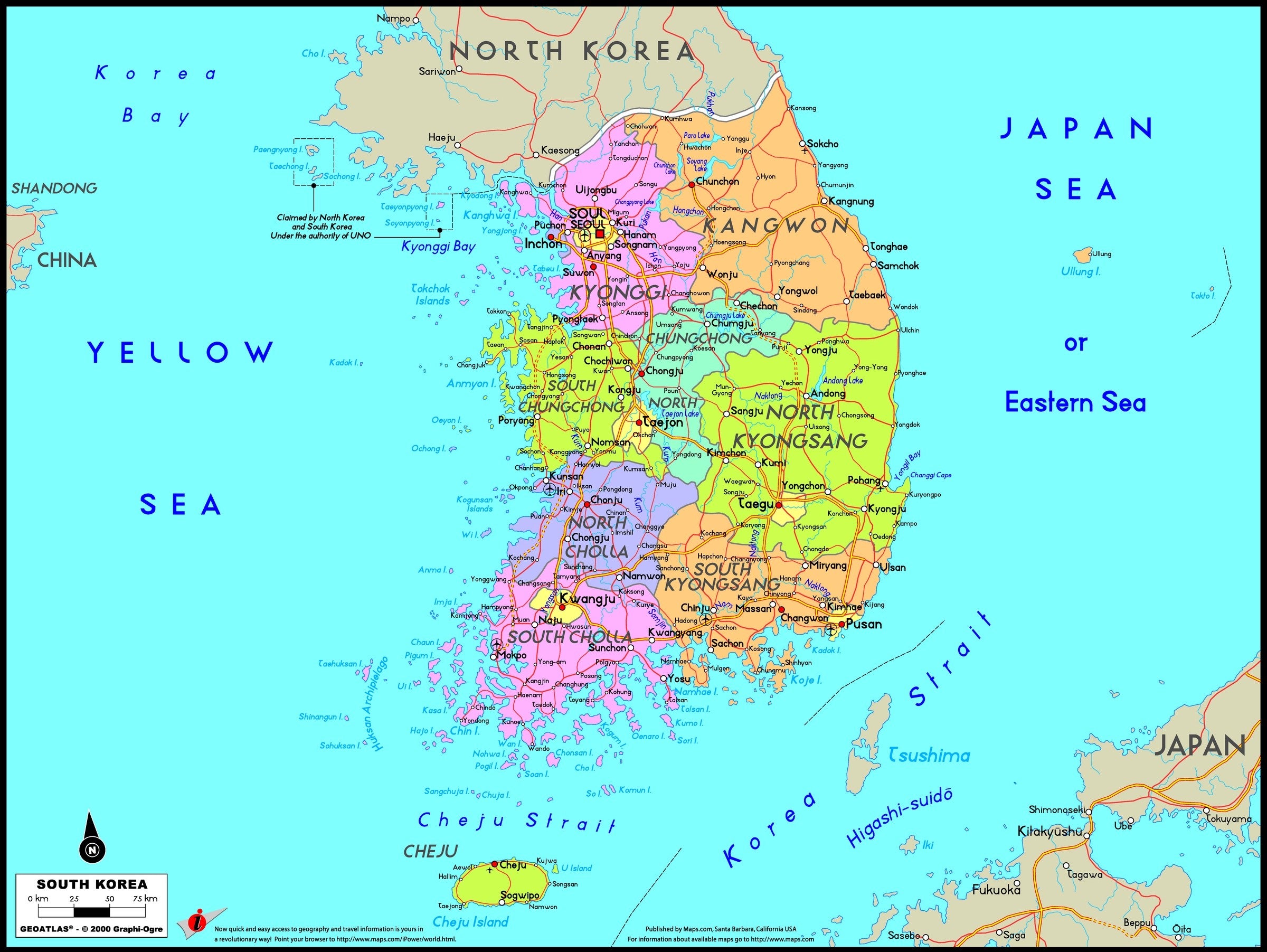  South  Korea  Political Wall Map Maps com com