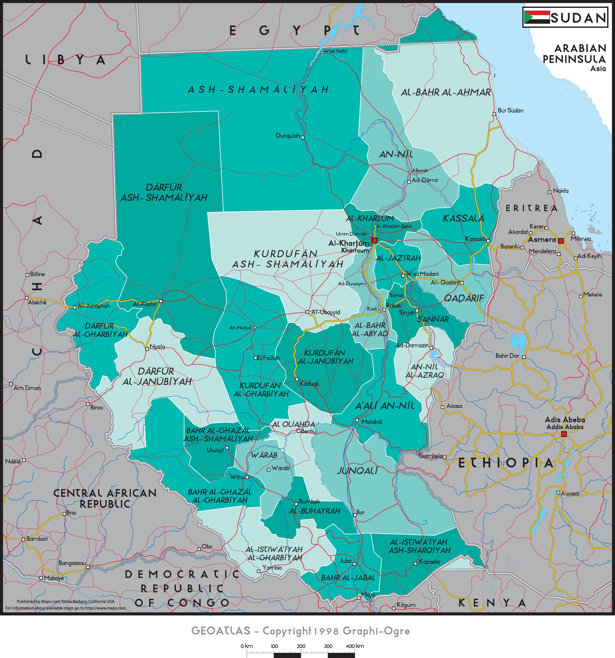 Sudan Political Map   Graphi Ogre Sudan Political Wall Map 2400x 