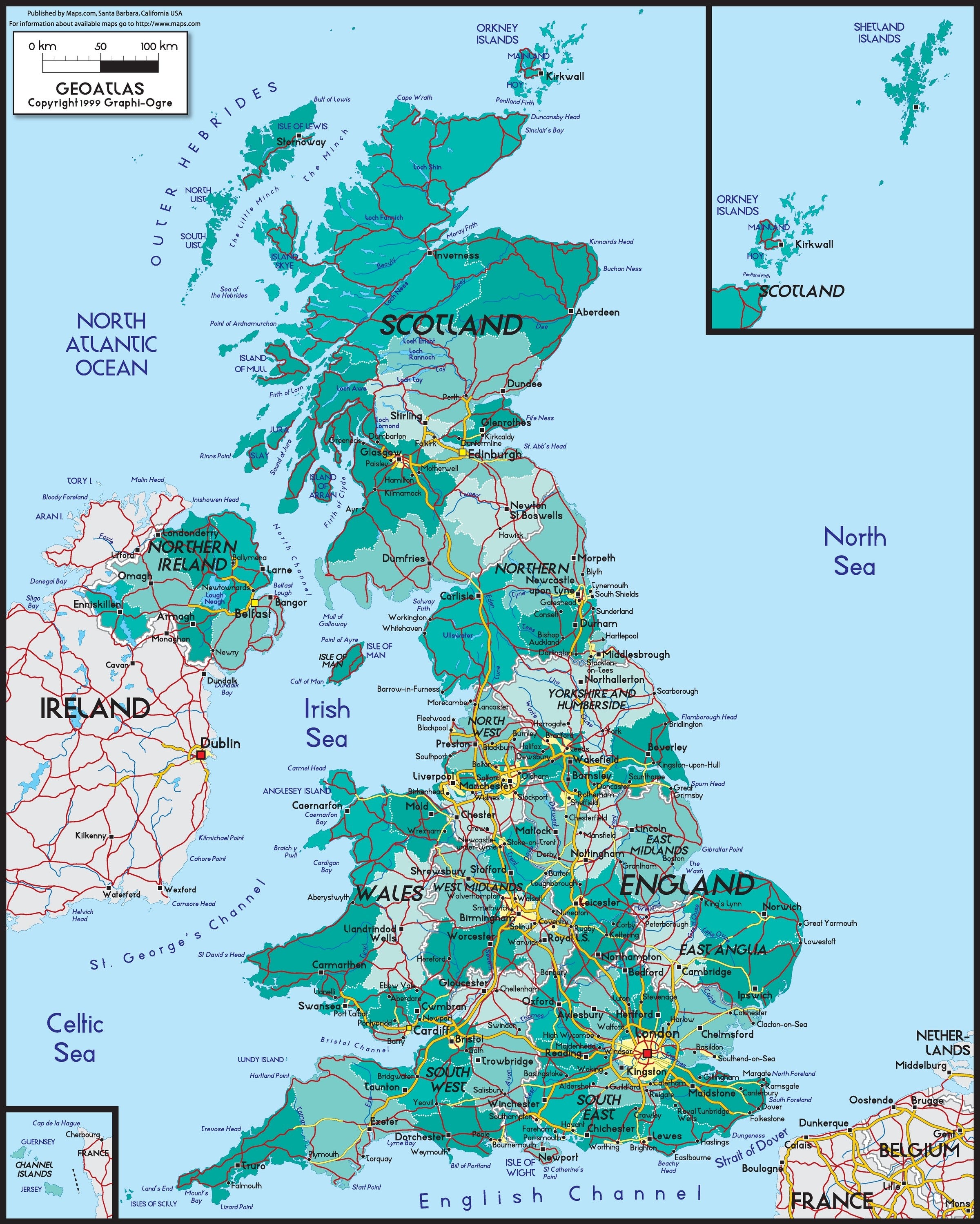 United Kingdom Political Wall Map 2867