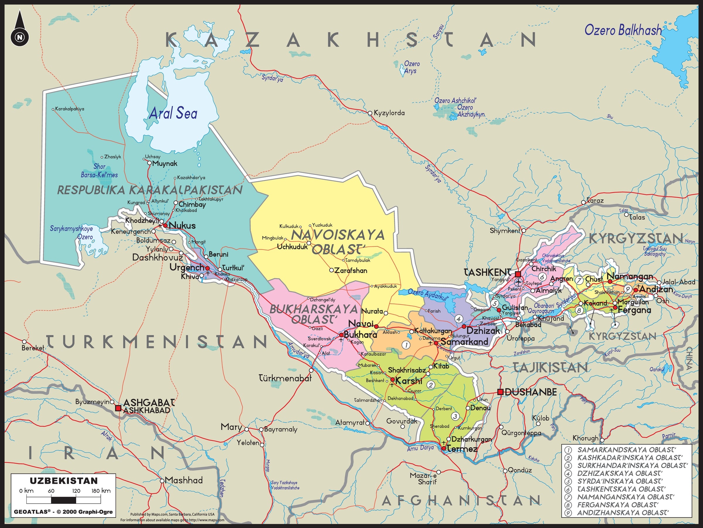 Uzbekistan Political Wall Map   Graphi Ogre Uzbekistan Political Wall Map 2400x 