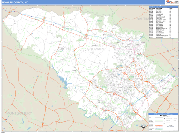 Howard County Zip Code Map Map Vector 7634