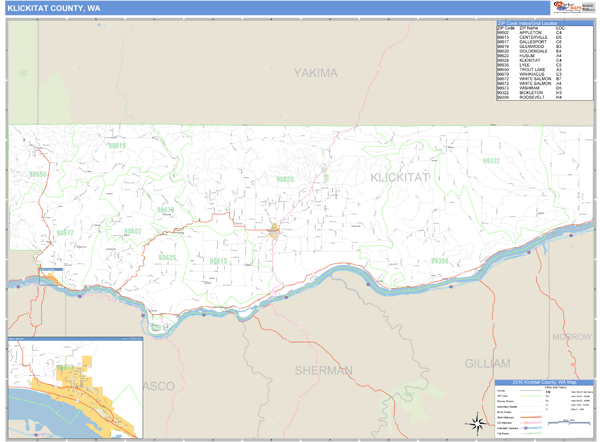 Klickitat County Washington Zip Code Wall Map Maps Com Com   Klickitat Wa 1 800x 