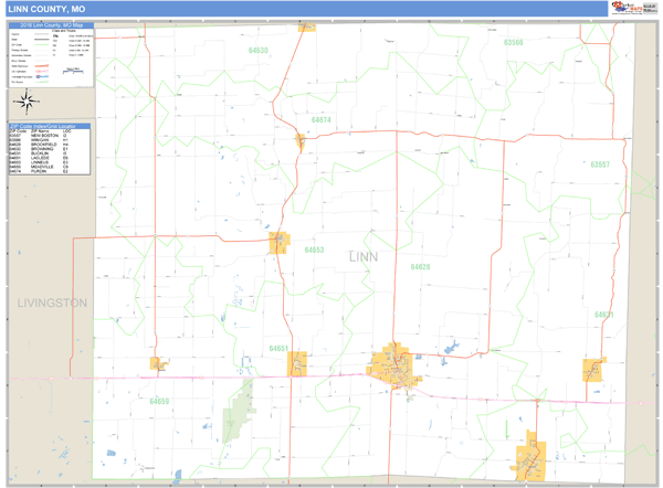 Linn County Missouri Zip Code Wall Map Maps Com Com   Linn Mo 2400x 