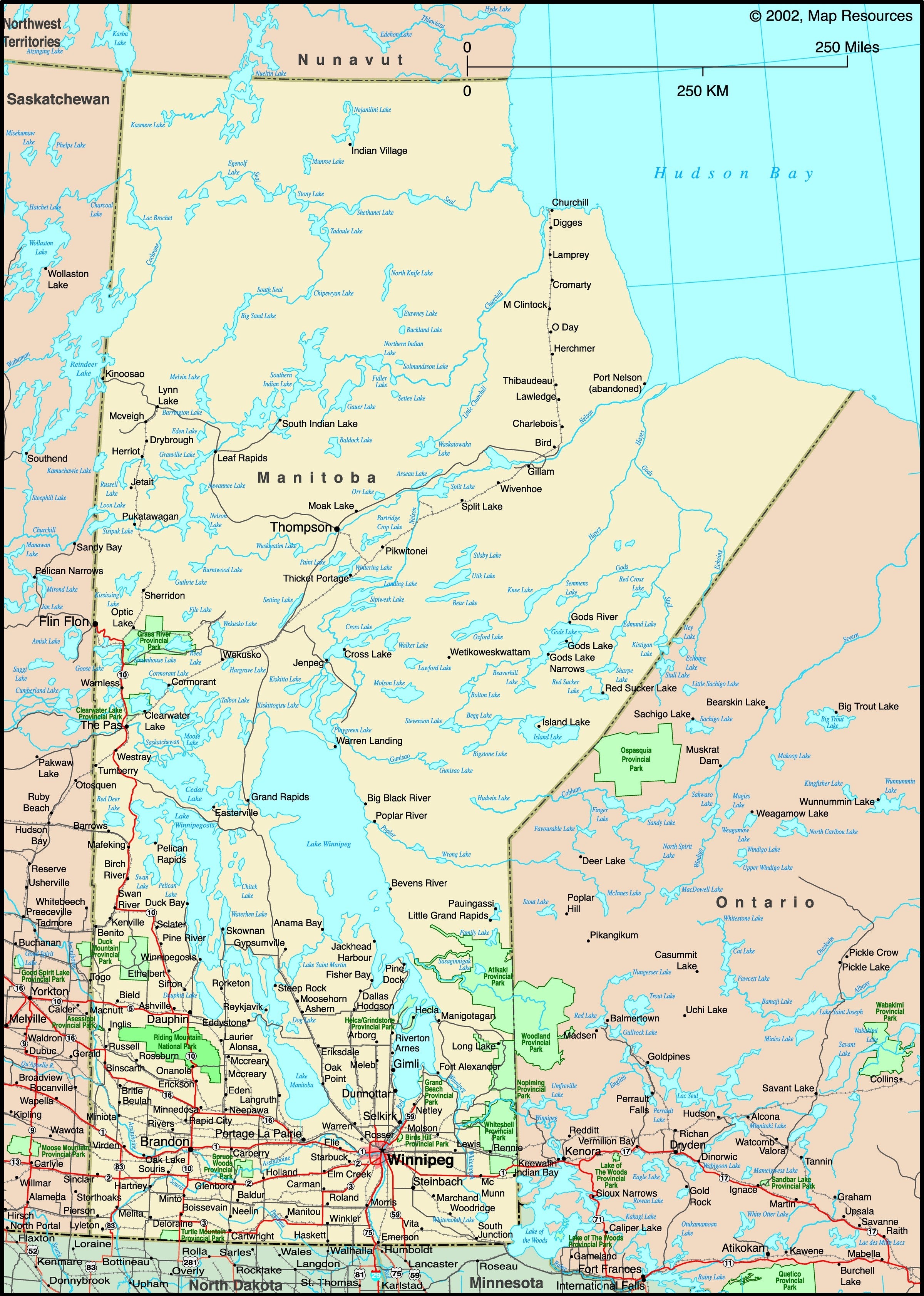 Manitoba, Canada Political Wall Map | Maps.com.com