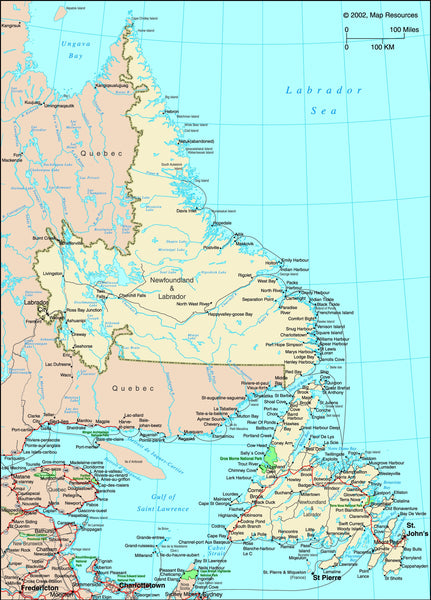 Newfoundland-Labrador, Canada Political Map | Maps.com.com