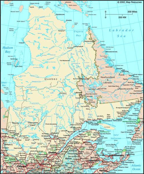 Quebec, Canada Political Wall Map | Maps.com.com