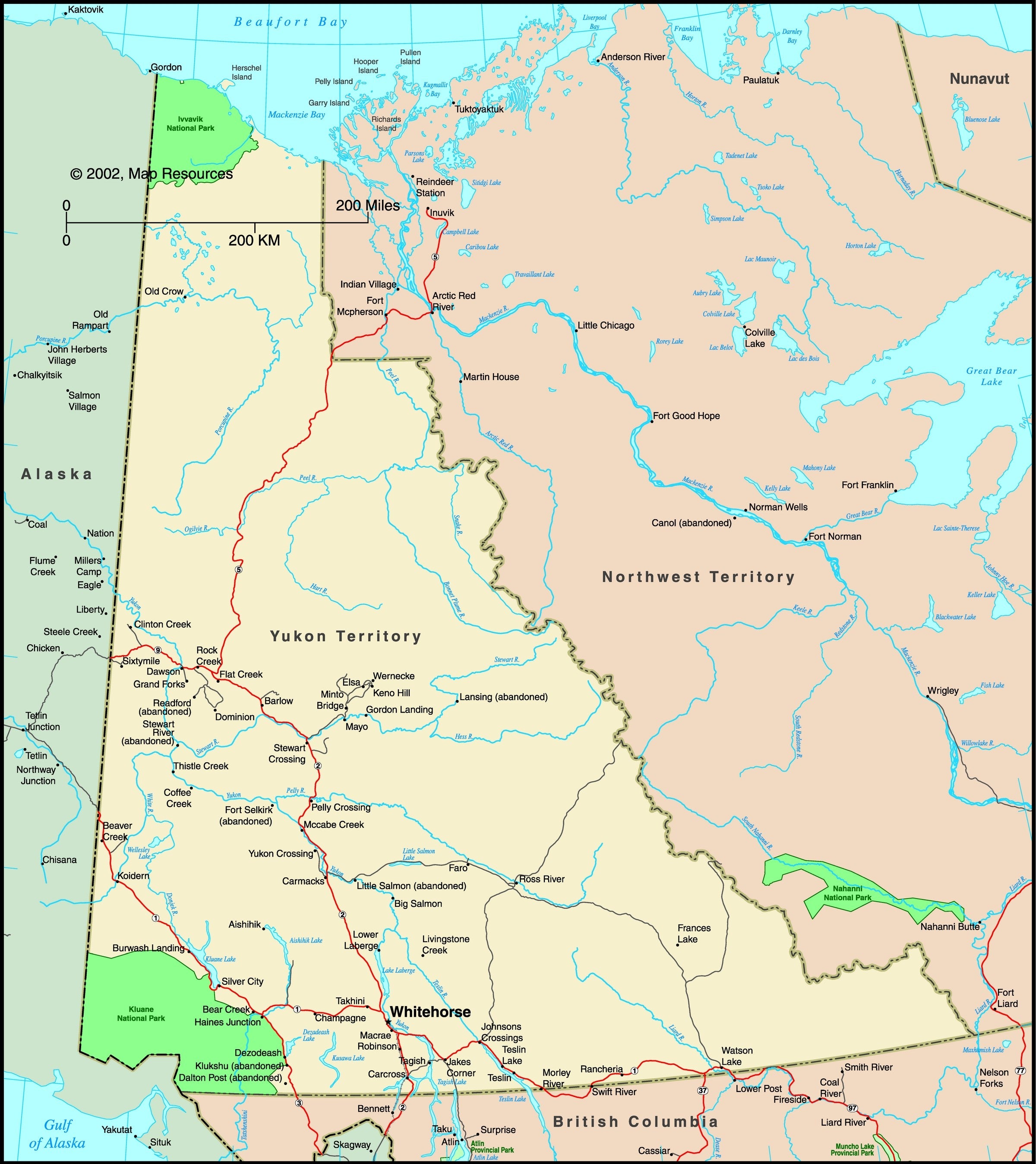 yukon travel map