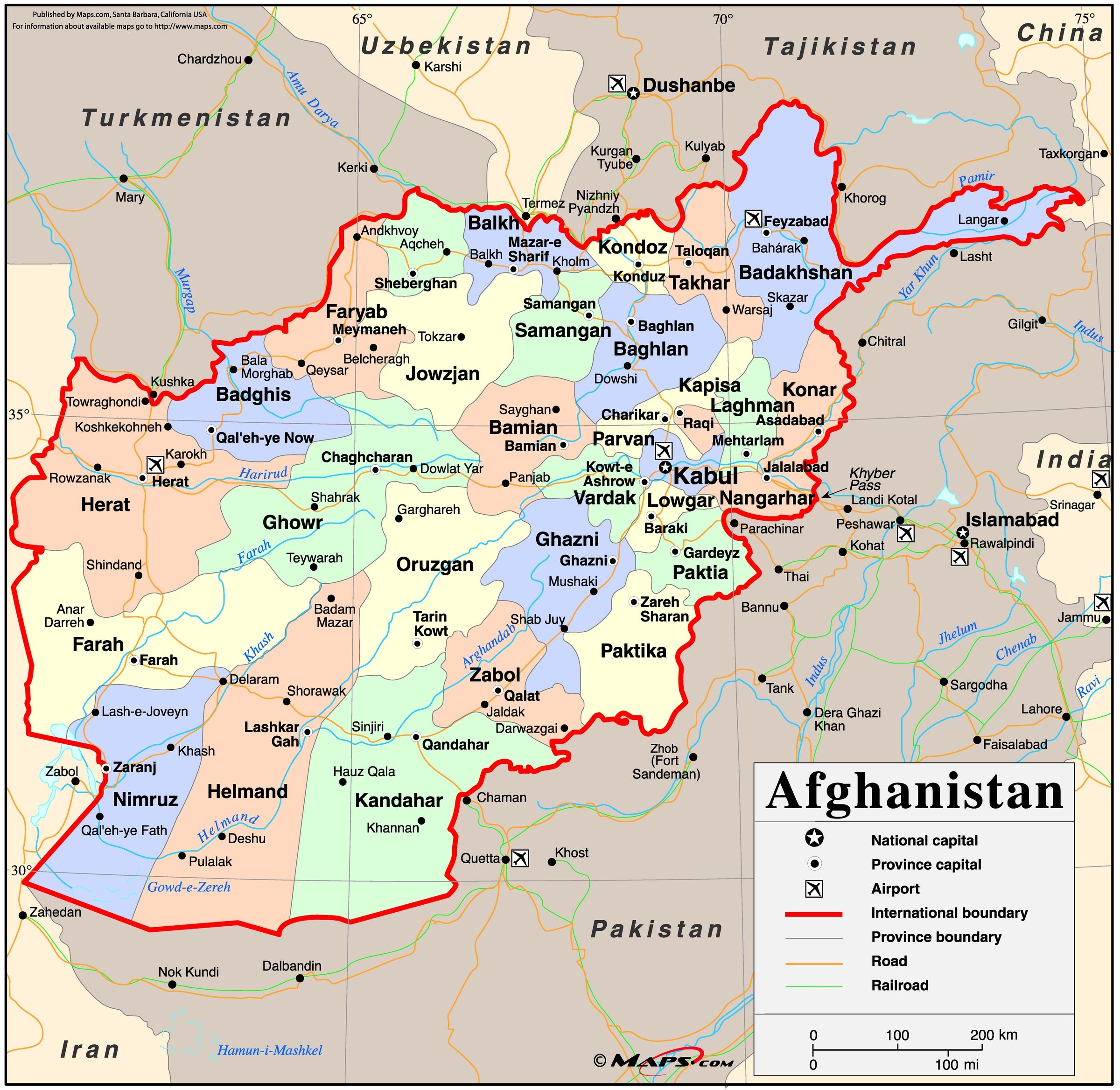 Radioaktivita Mus Prozat Mn Afghanistan Map Zesilovat Koryto Vyvrcholen   Maps.com Afghanistan Political Wall Map 2400x 