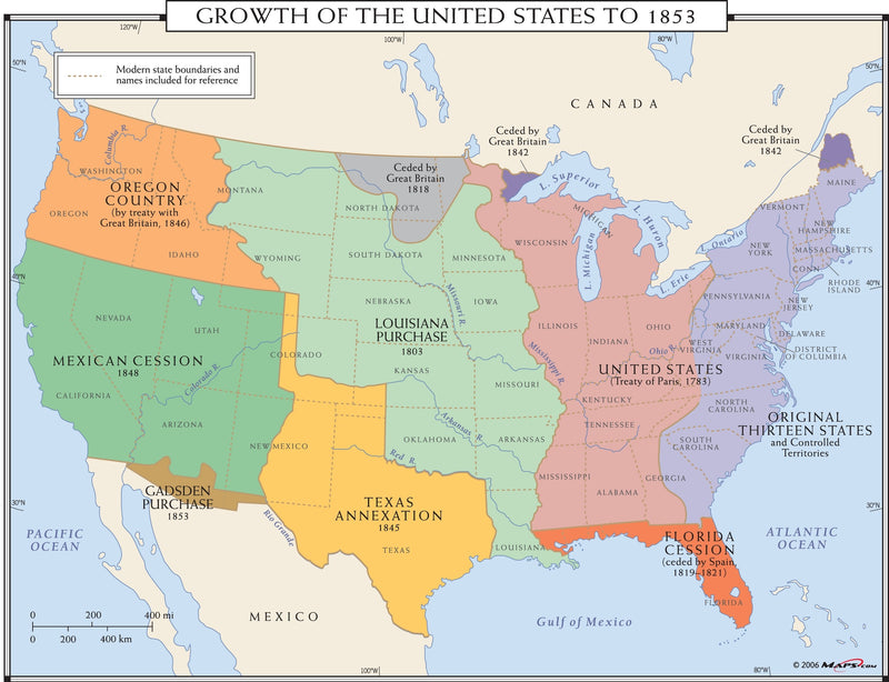 Original United States Map Growth of the United States to 1853 Map | Maps.com.com