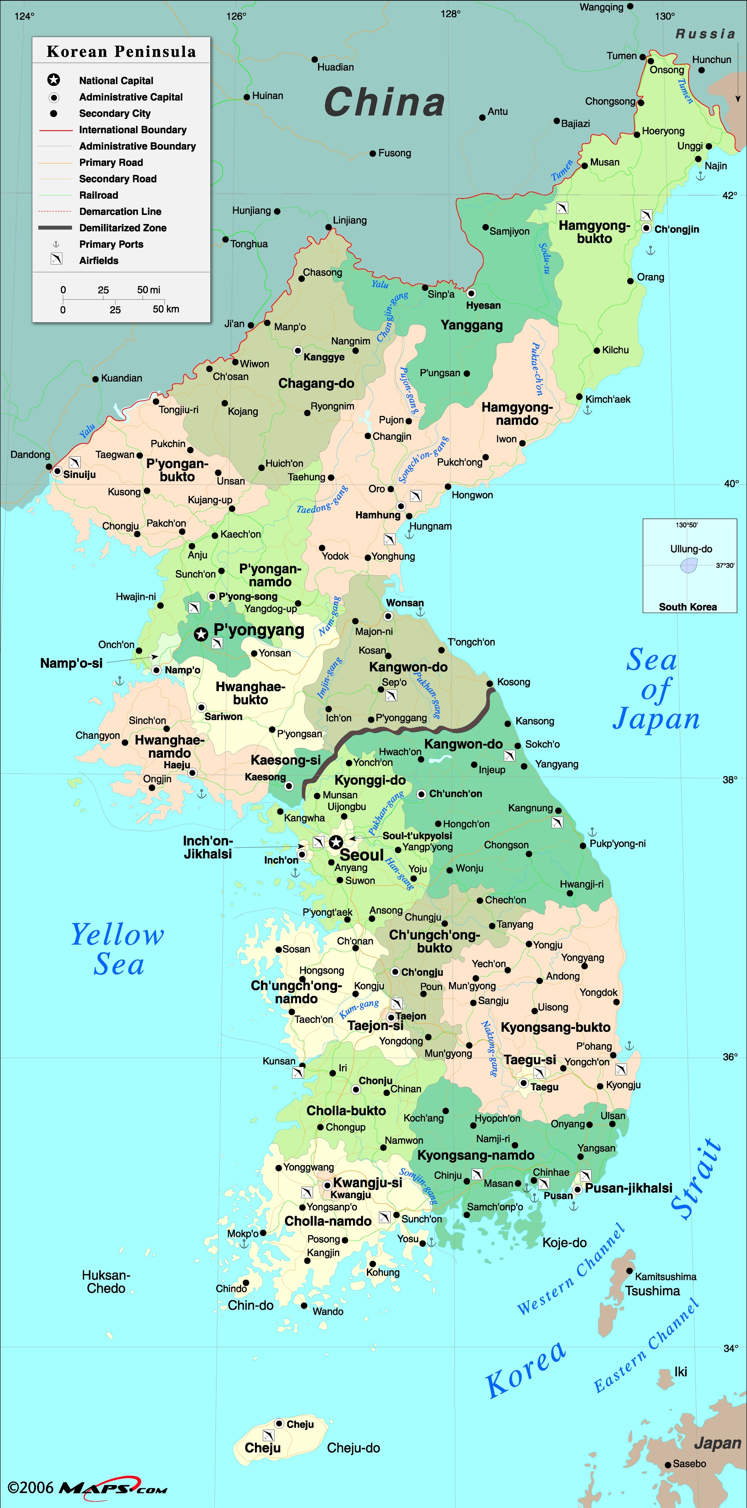 Large Detailed Political Map Of Korean Peninsula With - vrogue.co