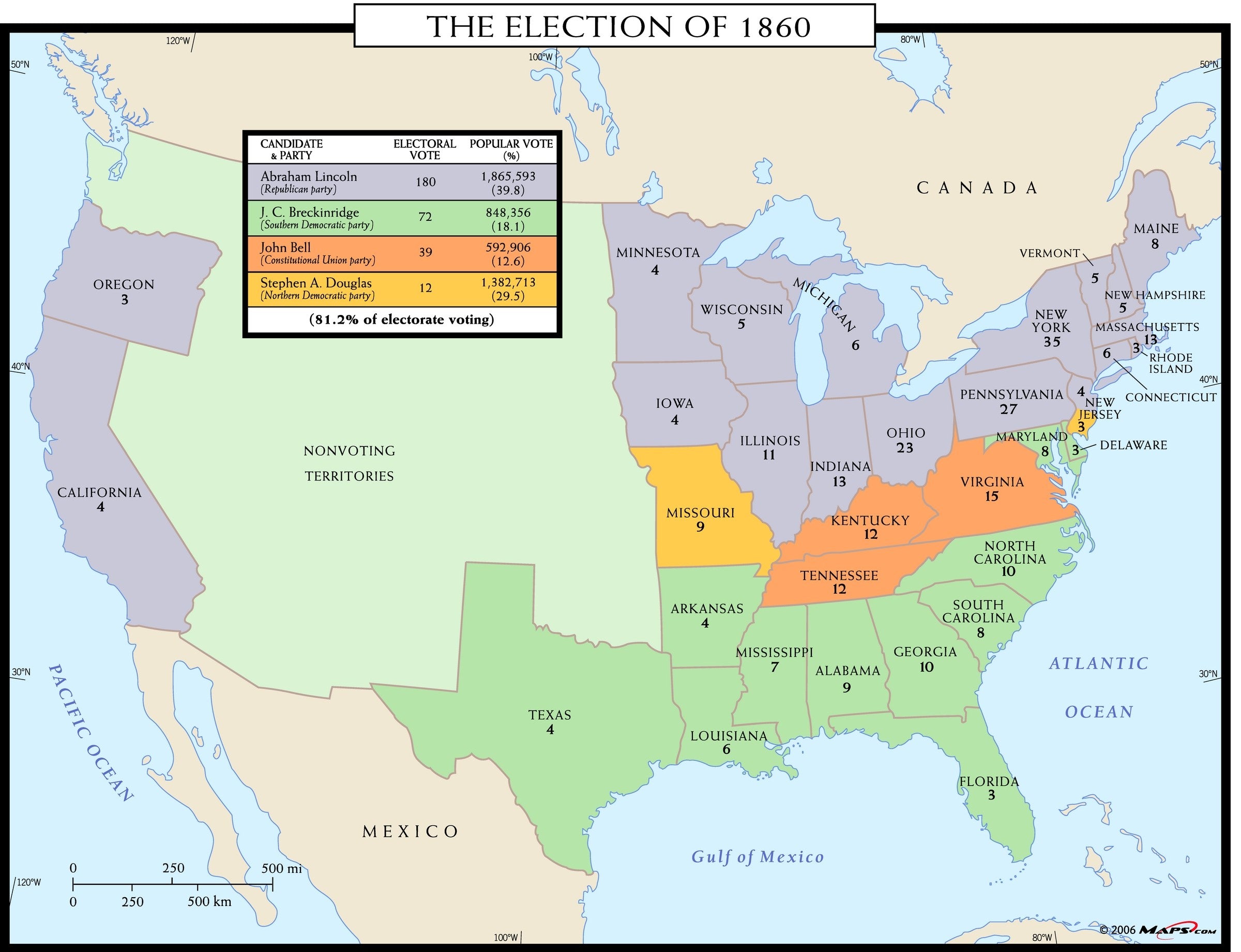 The Election of 1860 Map | Maps.com.com