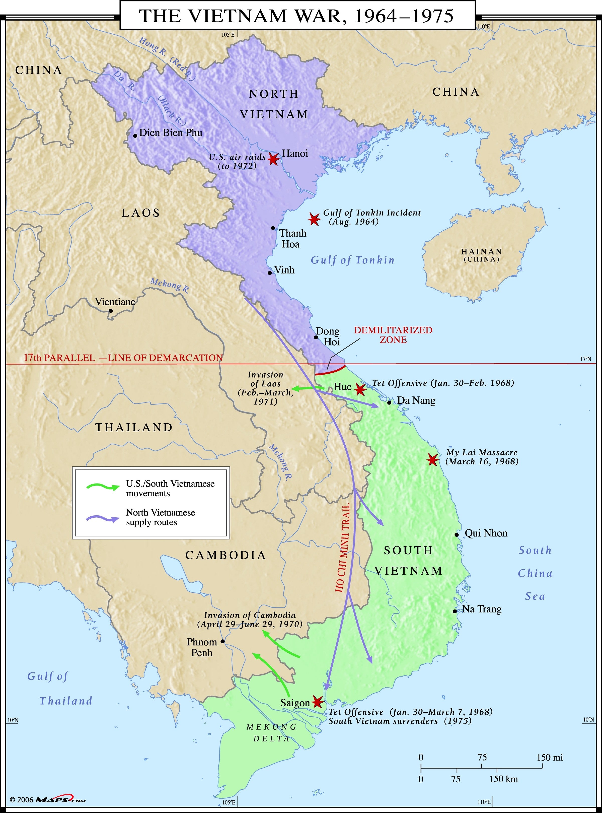 Vietnam War Map | Maps.com.com