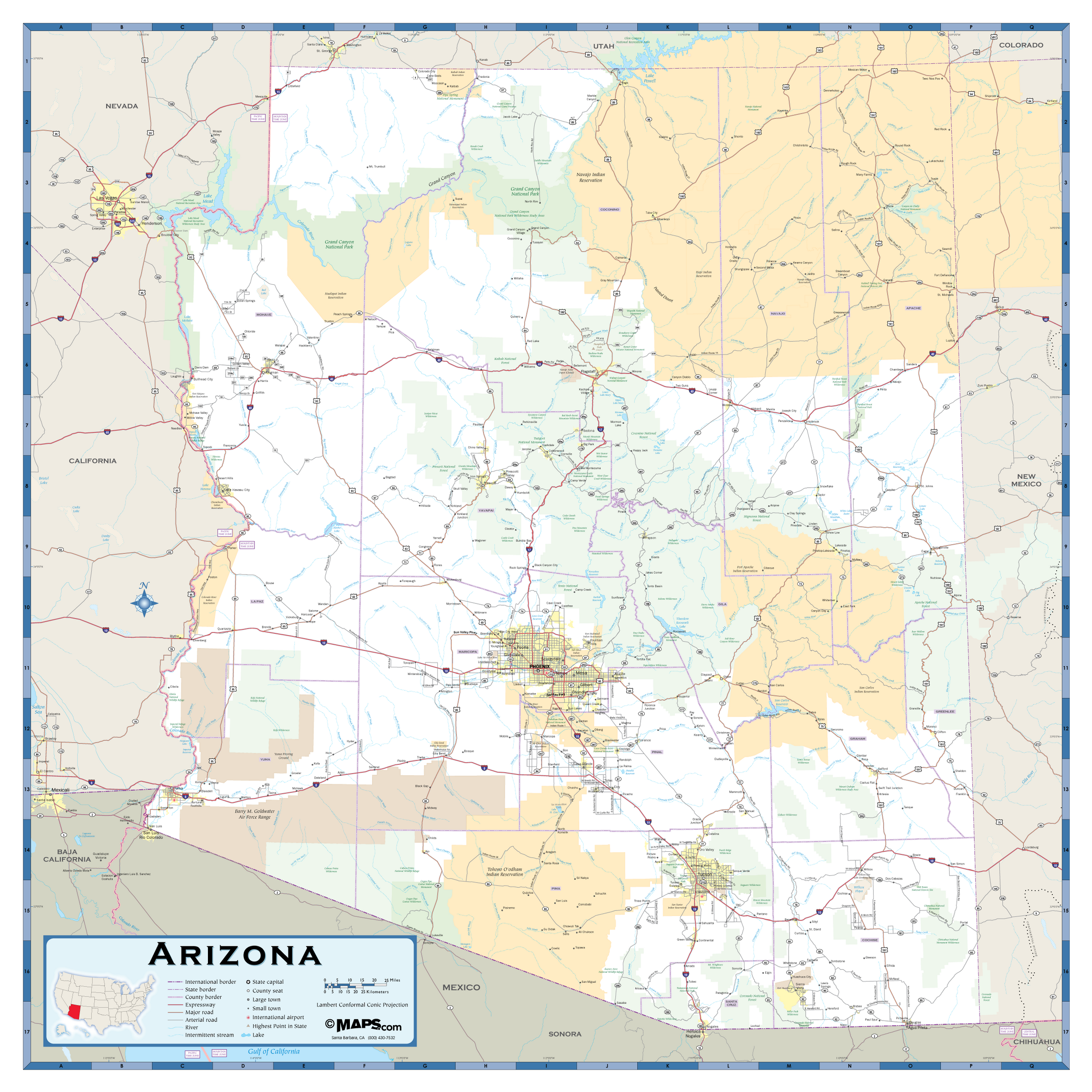 Printable Road Map Of Arizona 2017