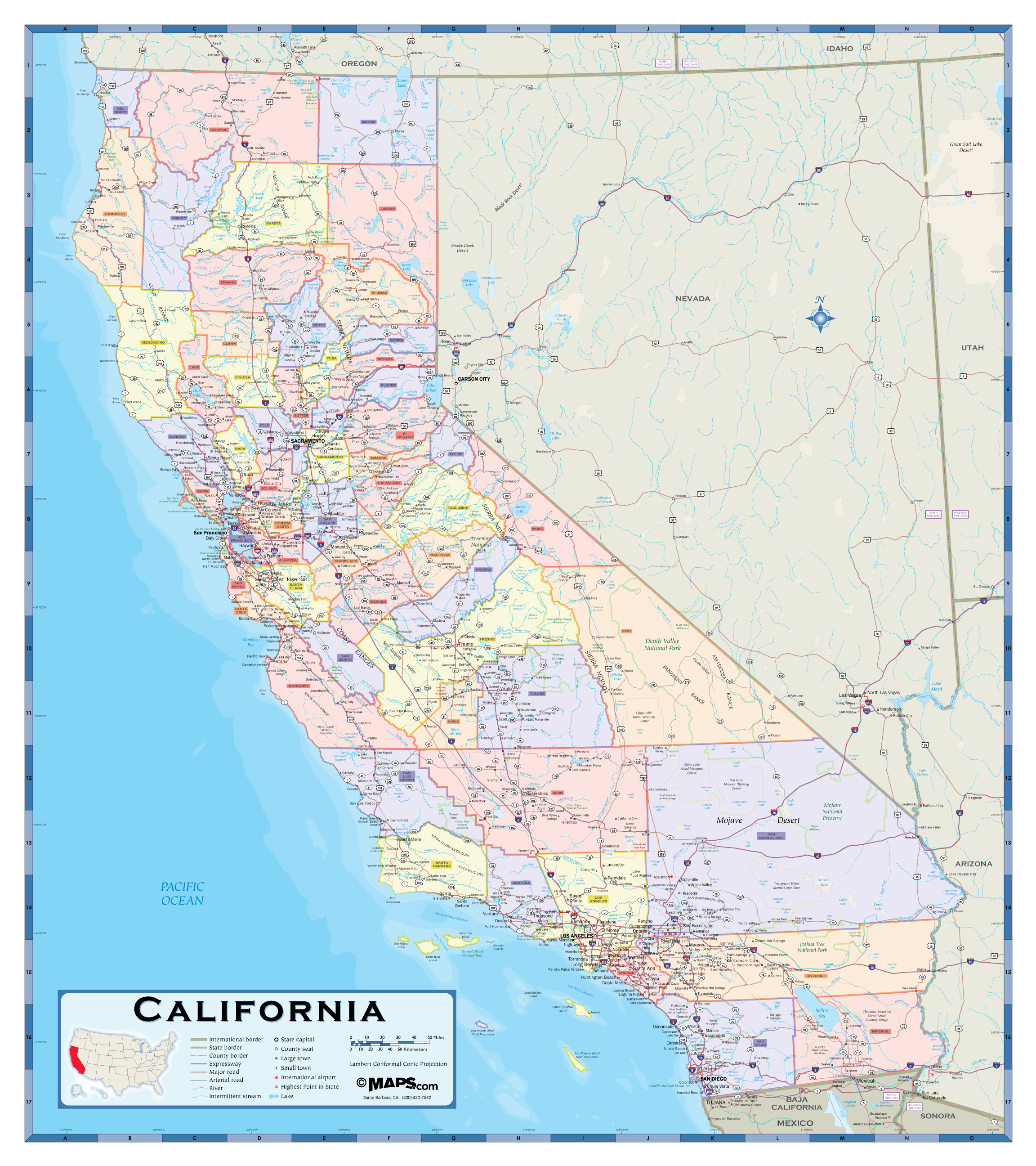 CA County Map With Cities