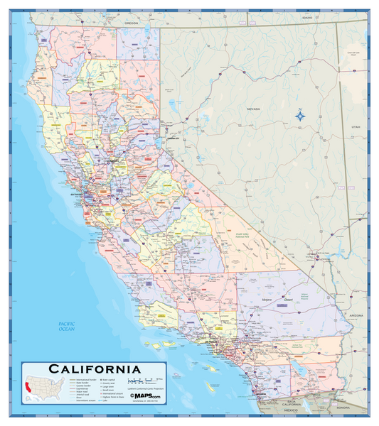 California County Wall Map | Maps.com.com
