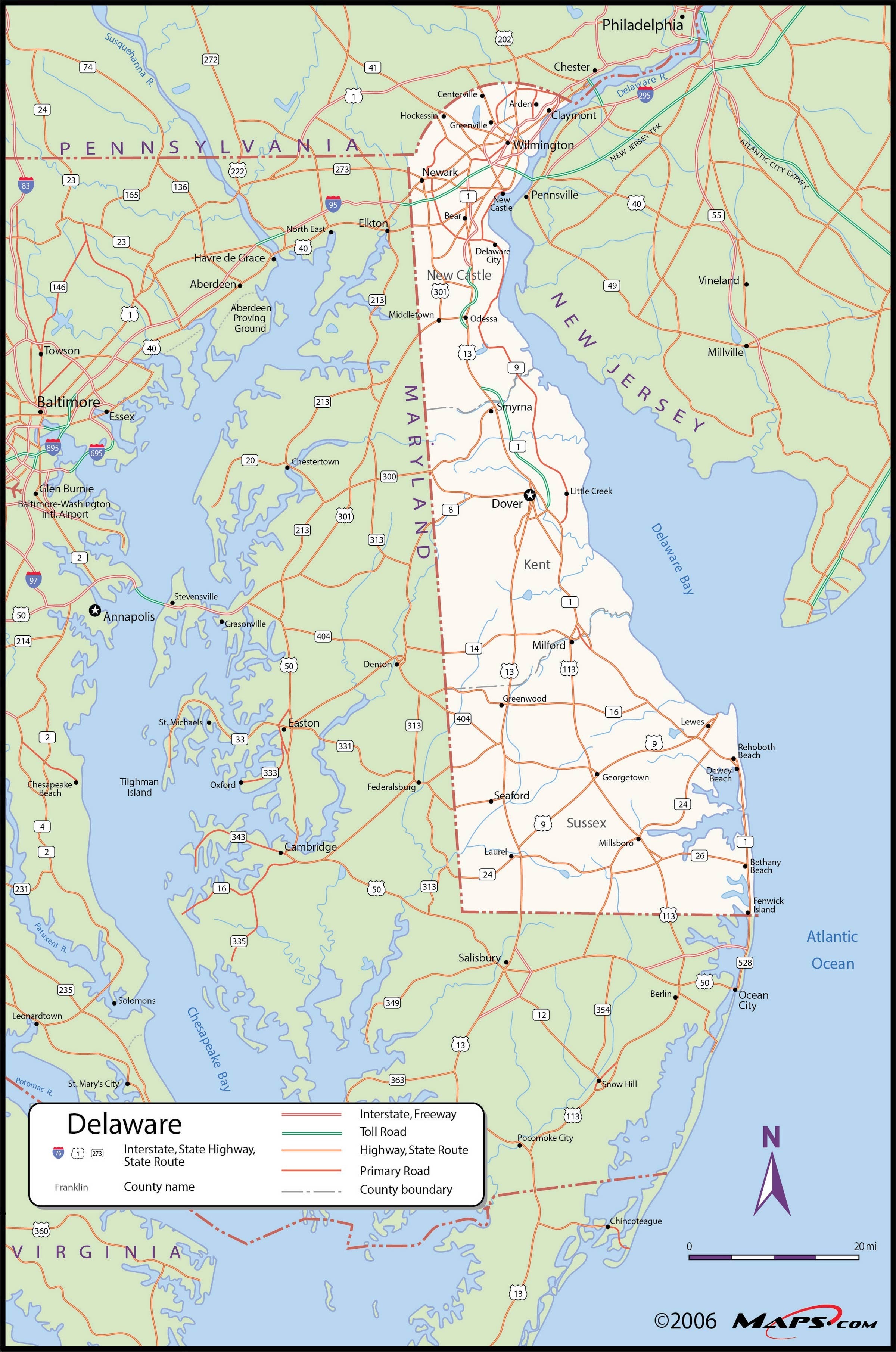 Delaware By County Map