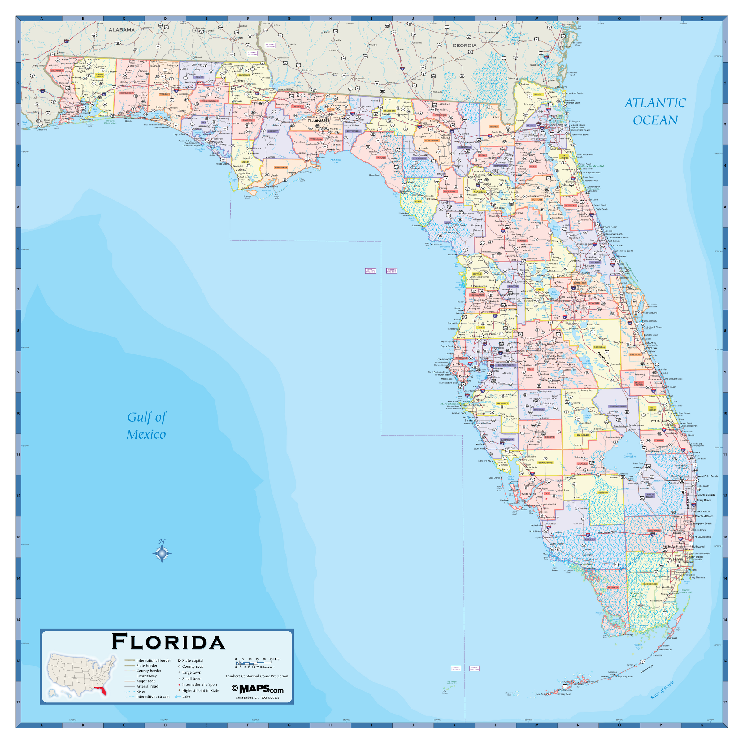 Printable County Map Of Florida Counties