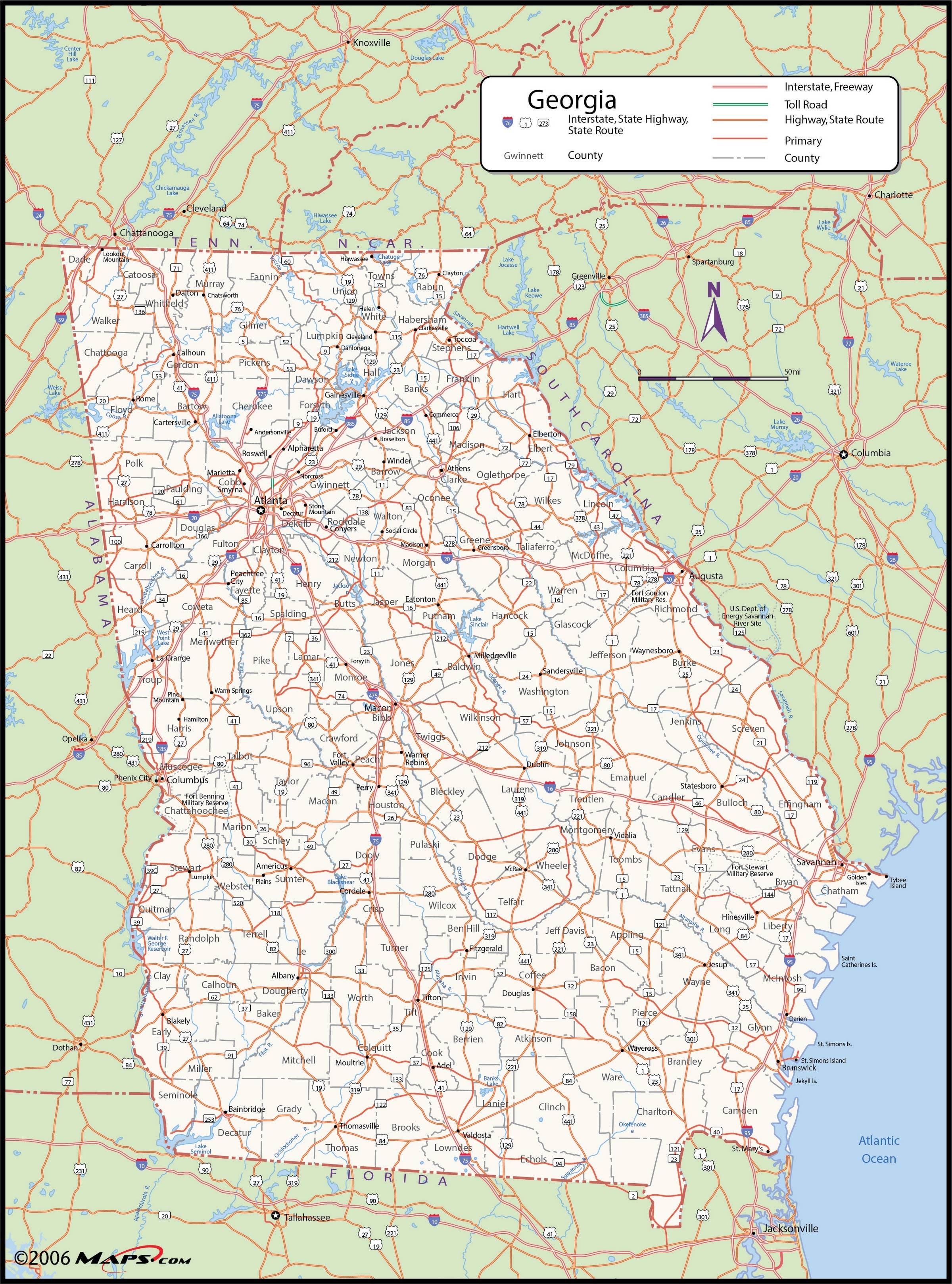 Printable Georgia Map With Counties 4085