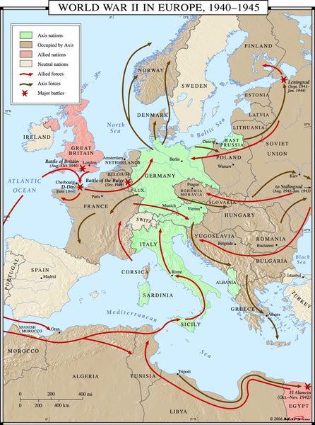 This overview map shows the second World War, the European Theater, in ...