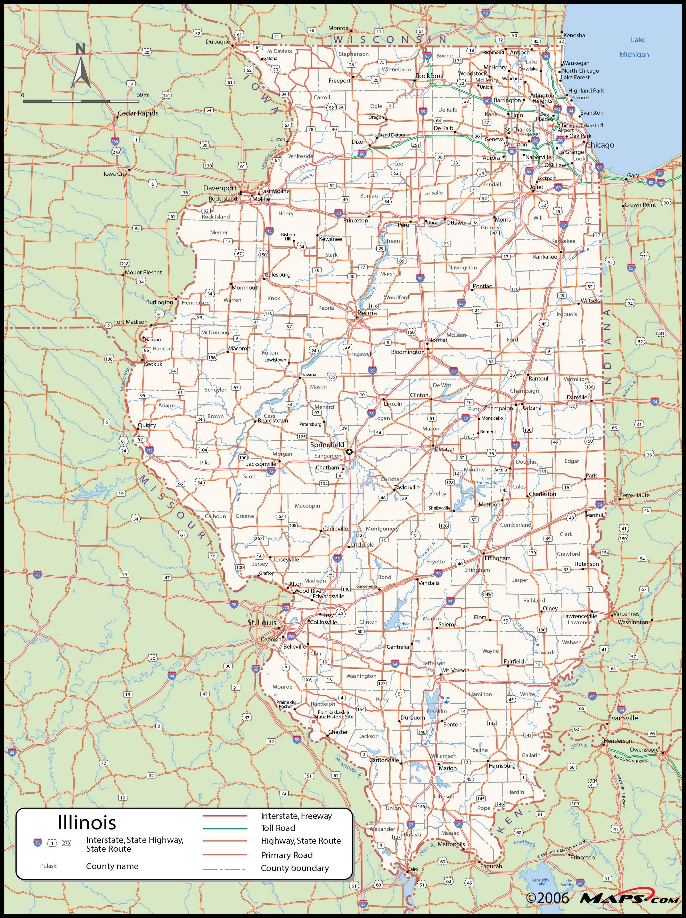 Illinois County Wall Map Maps com com