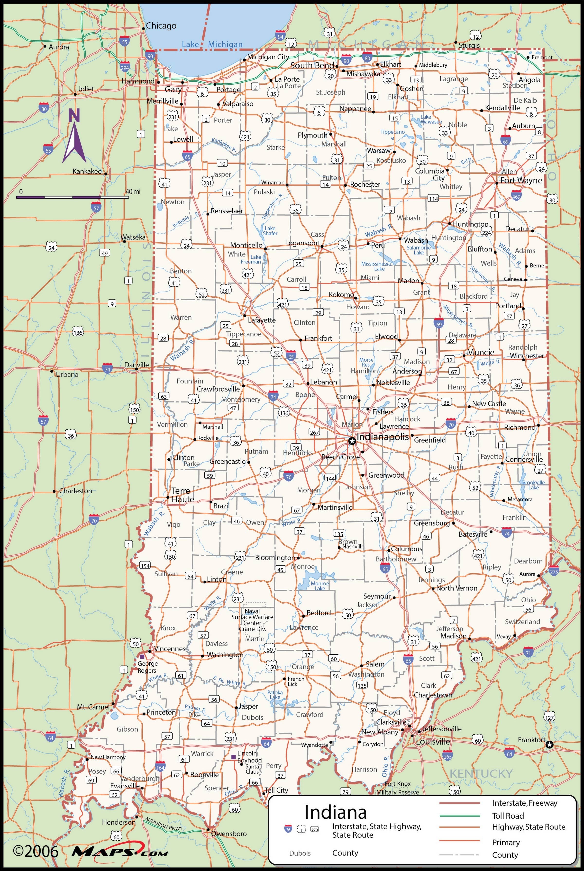 Large Indiana County Map