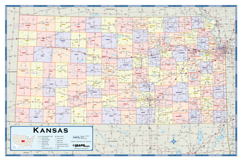 Kansas Counties Wall Map  Maps.com.com