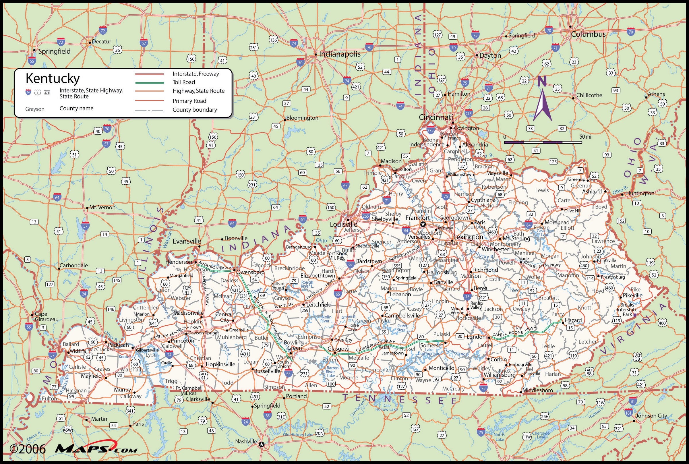 Kentucky Counties Map