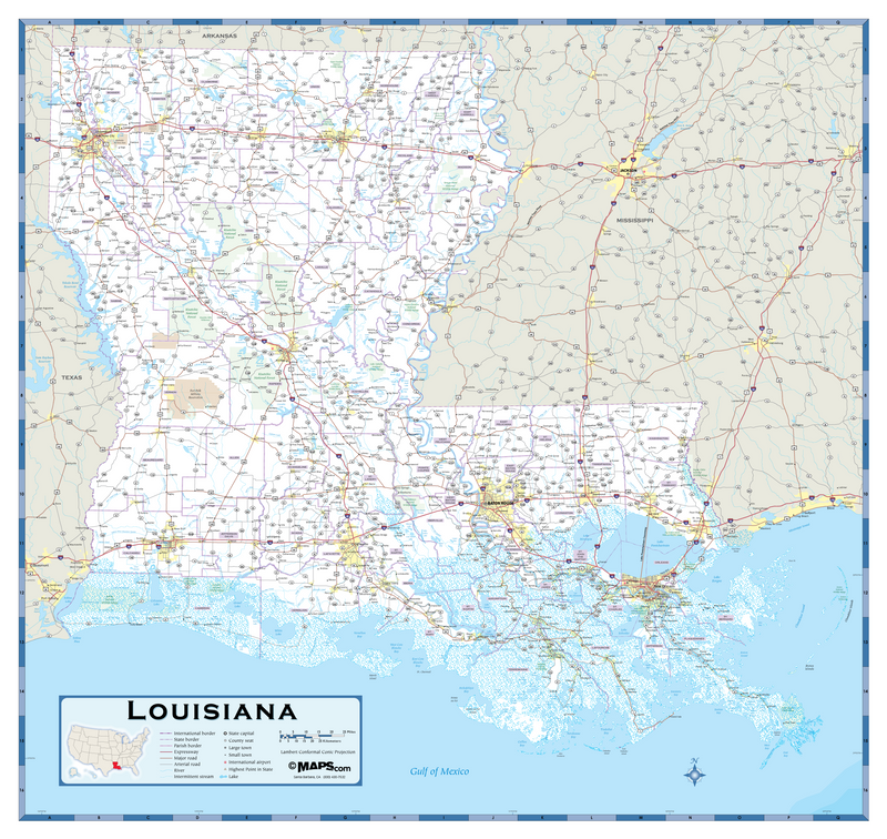 Louisiana Highway Wall Map 6244