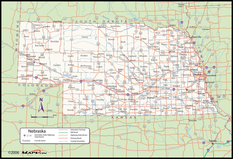 nebraska-county-wall-map-maps