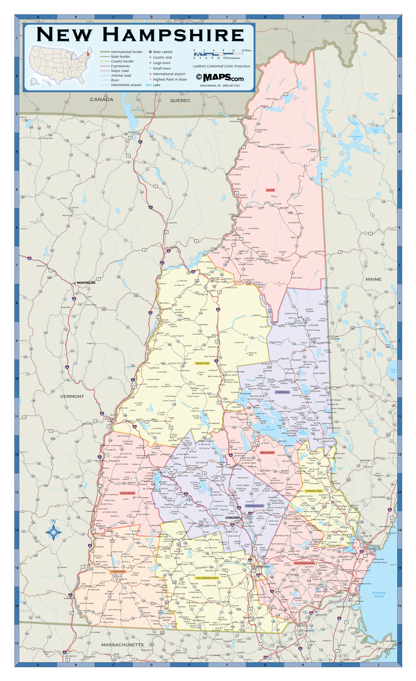 new-hampshire-counties-wall-map-maps