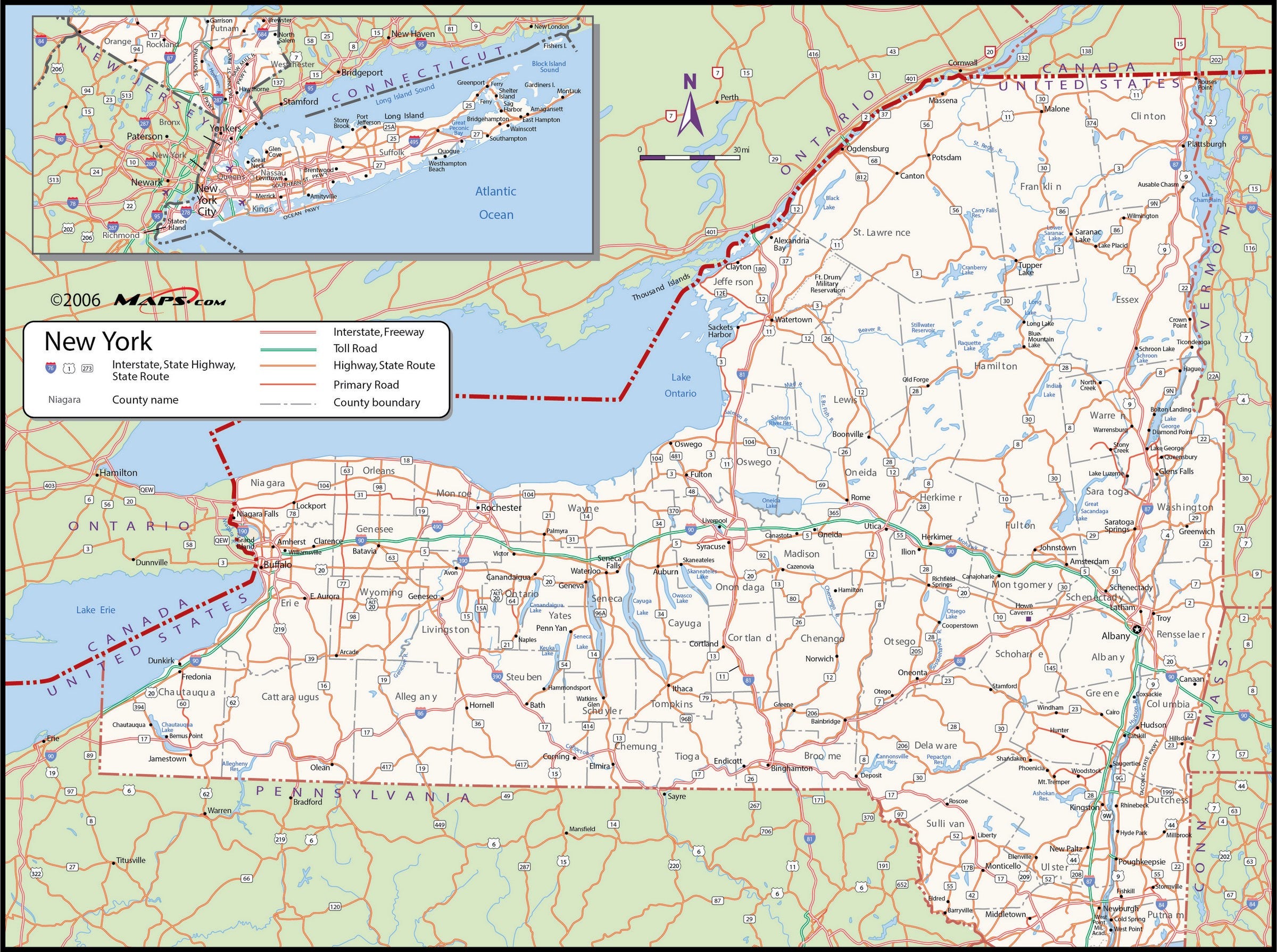 Ny Counties Map With Roads