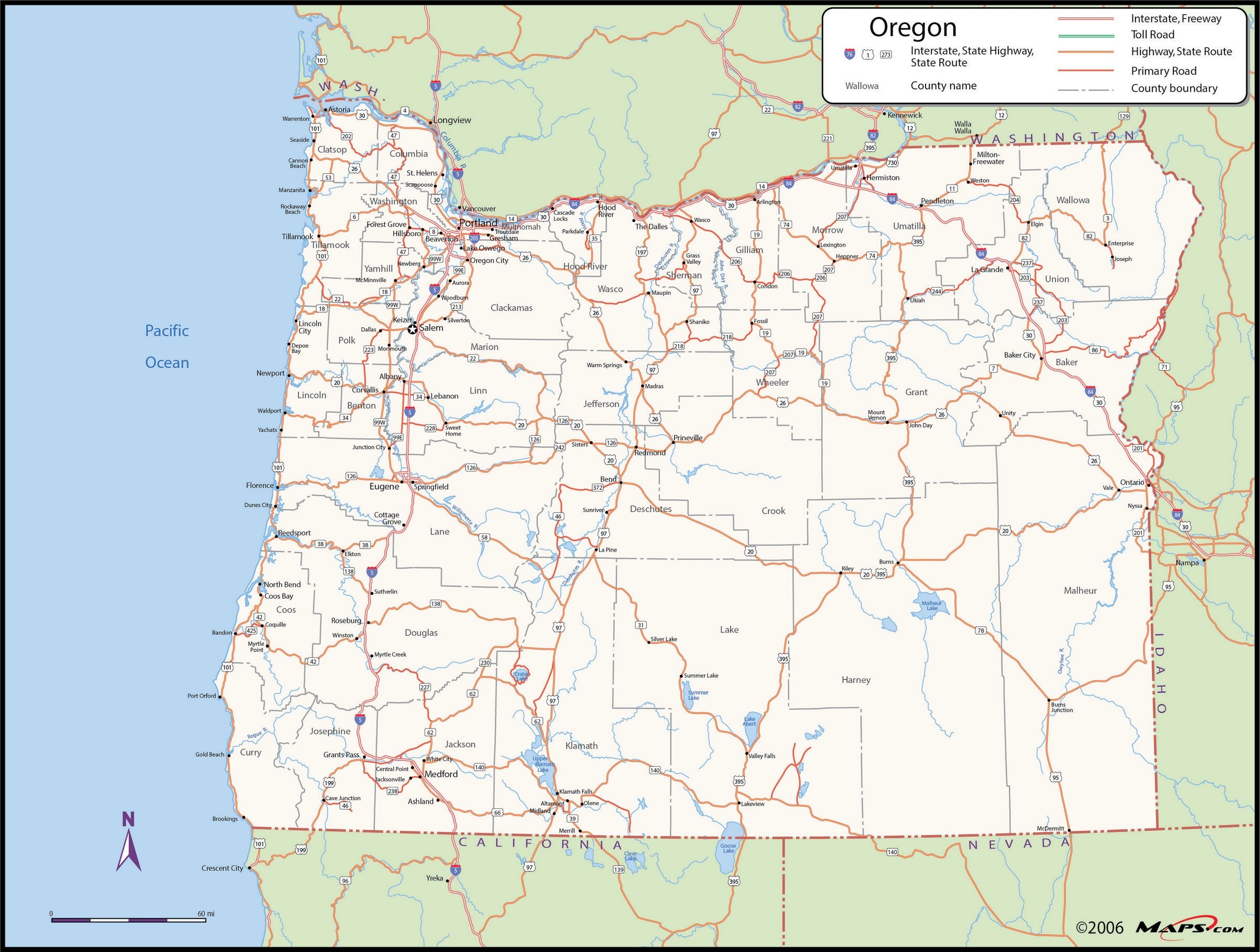 Oregon County Wall Map | Maps.com.com