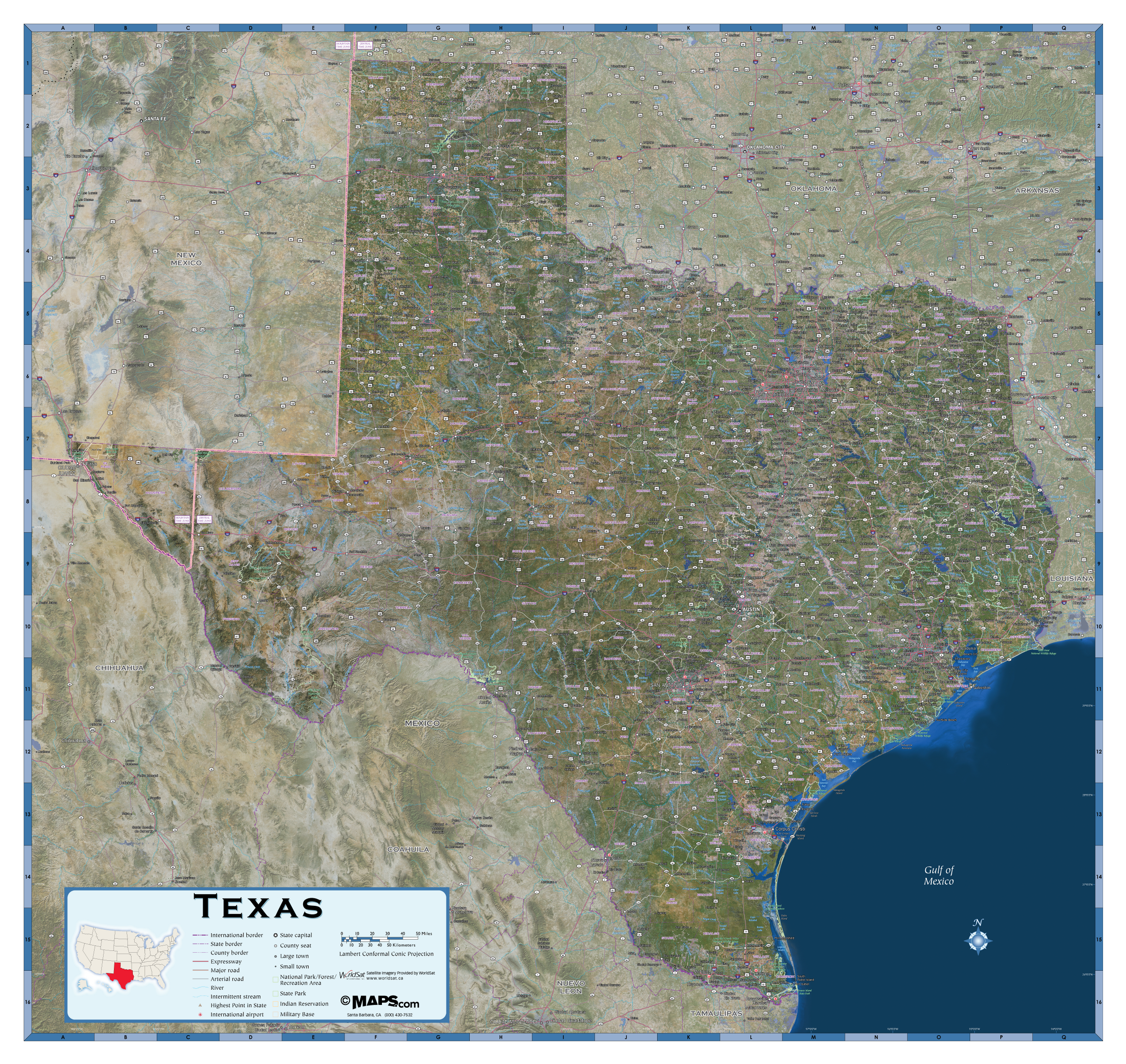 satellite map of texas Texas Satellite Wall Map Maps Com Com satellite map of texas