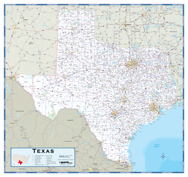 Texas Highway Wall Map | Maps.com.com