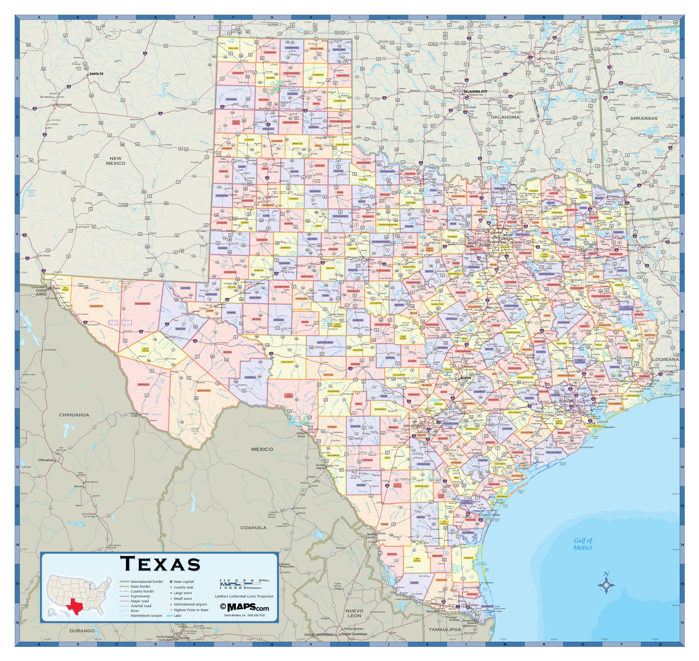 Texas Counties Wall Map | Maps.com.com