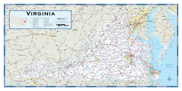 Virginia Highway Wall Map