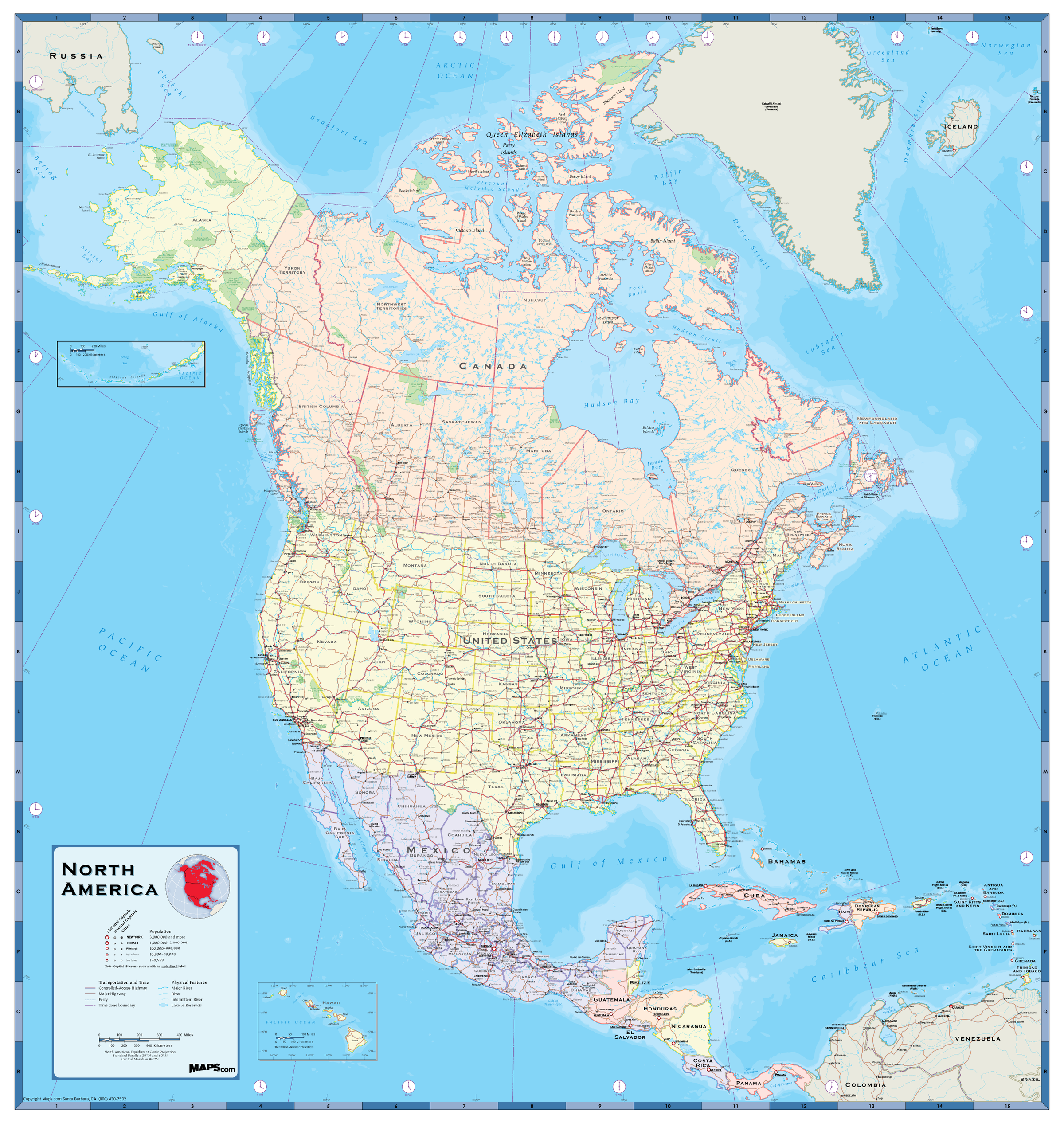 Wall Map Of North America North America Wall Map | Maps.com.com