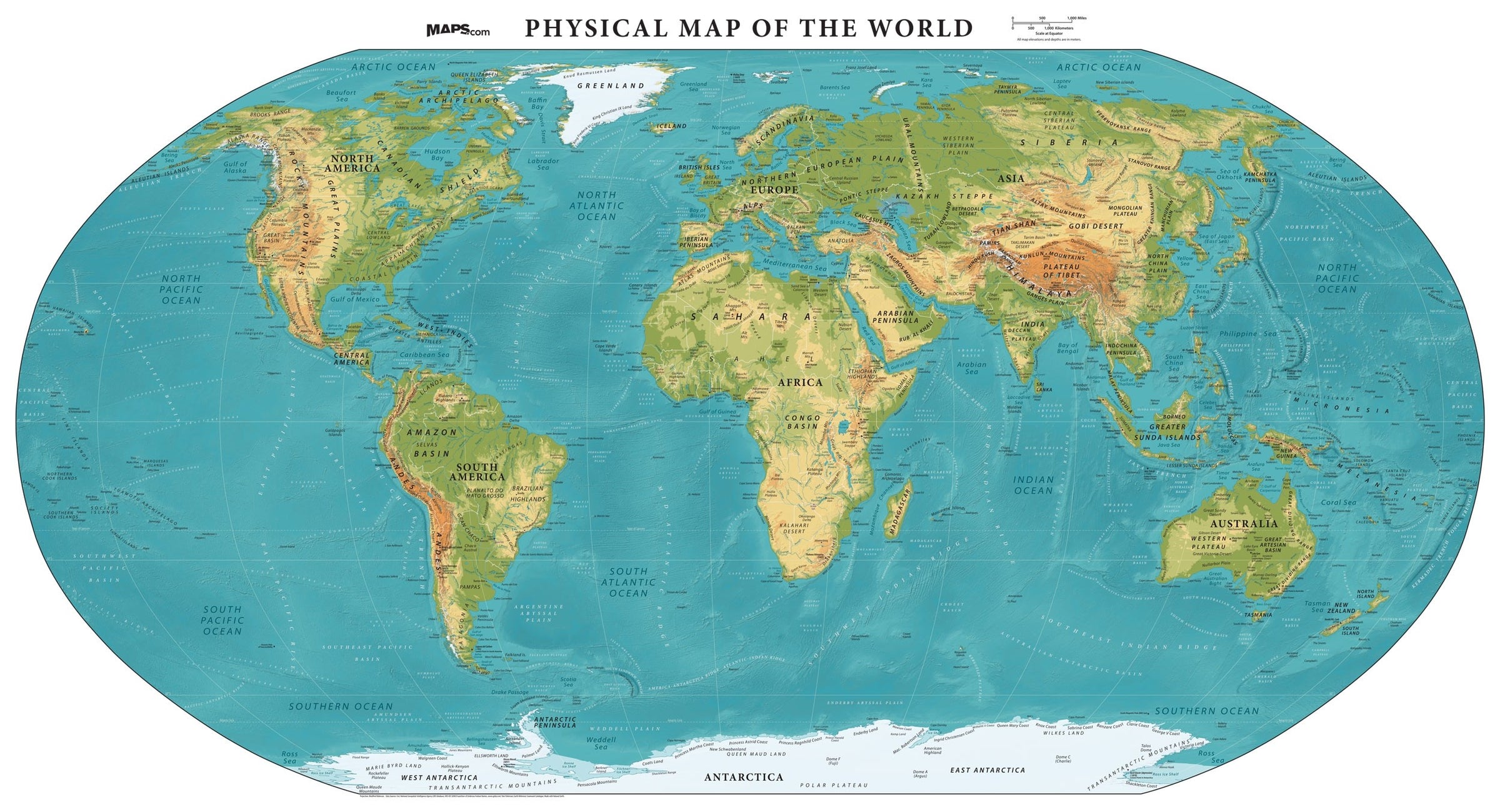 Elevation Map Of Earth