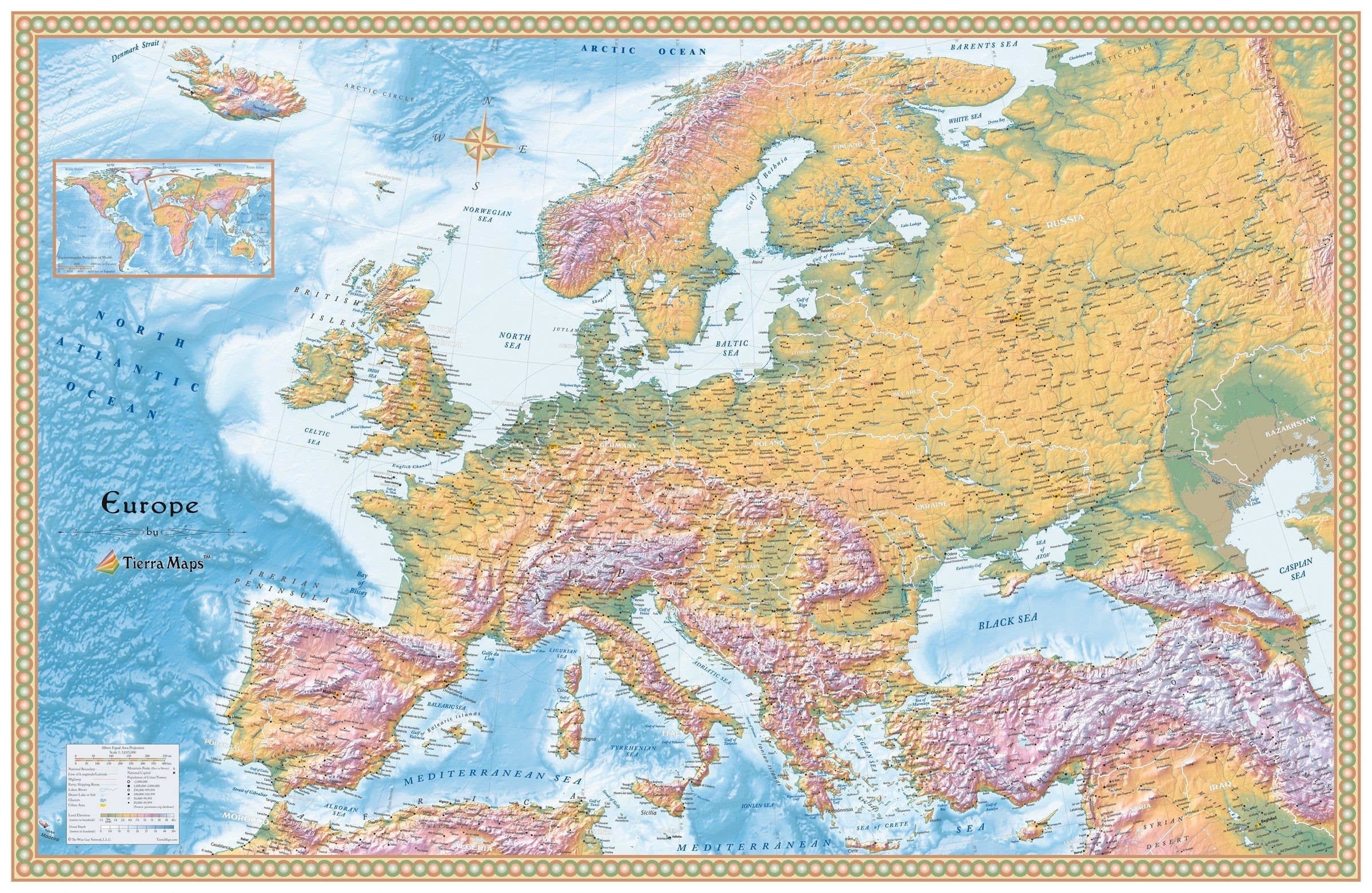 Europe Physical Wall Map | Maps.com.com