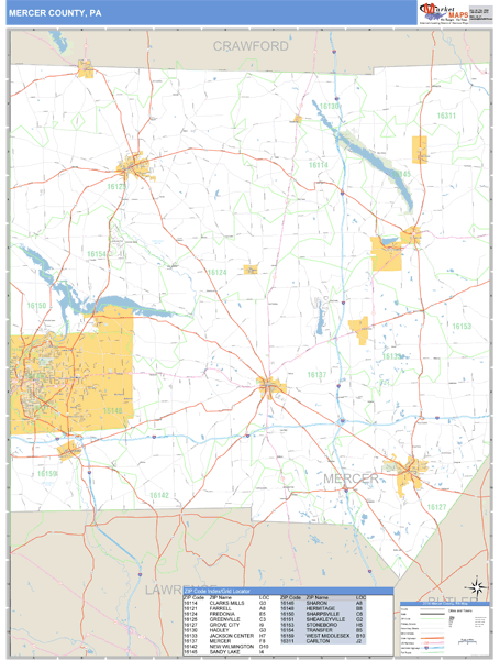 Mercer County Pennsylvania Zip Code Wall Map Maps Com Com   Mercer Pa 1 Grande 