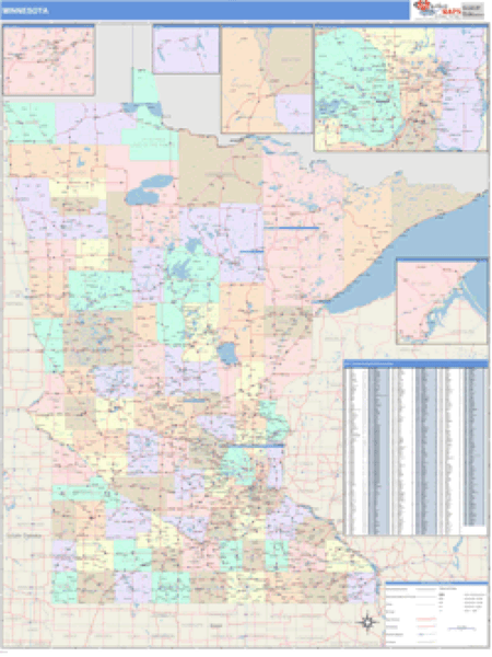 Minnesota Business Wall Map | Maps.com.com