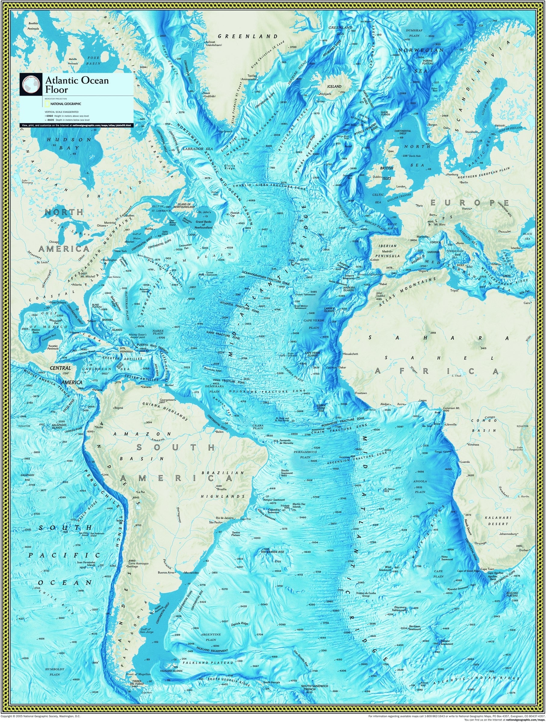Atlantic Ocean Floor Topography Map 