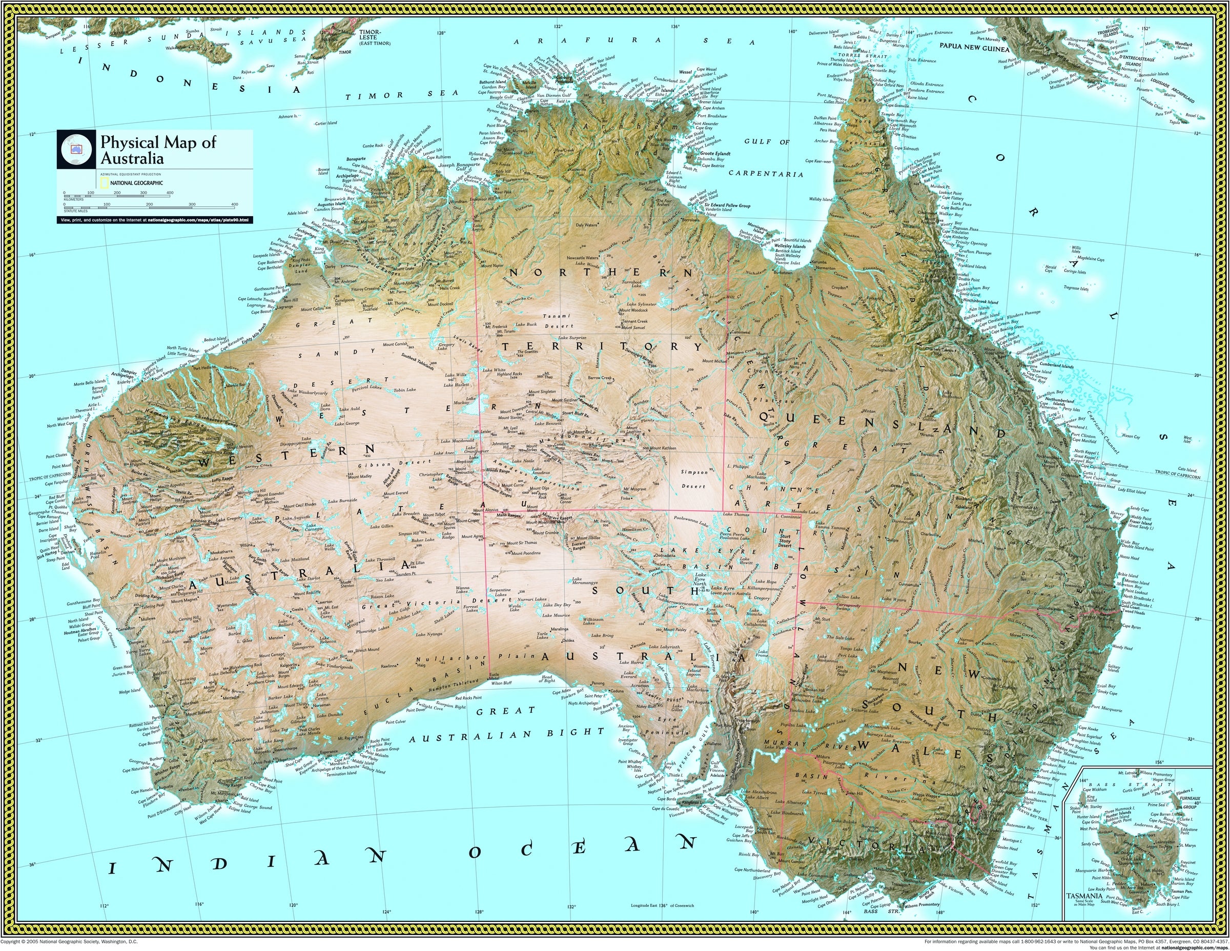 Physical Map Of Australia